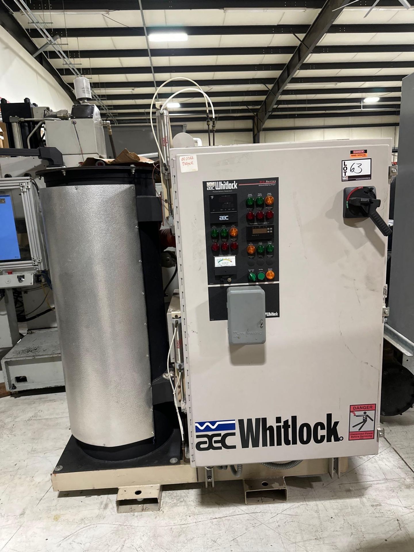AEC Whitlock WD-350 Material Dryer, Desiccant, . 350 lbs/hr, 480V, 350CFM, 30kw, WD Series Control