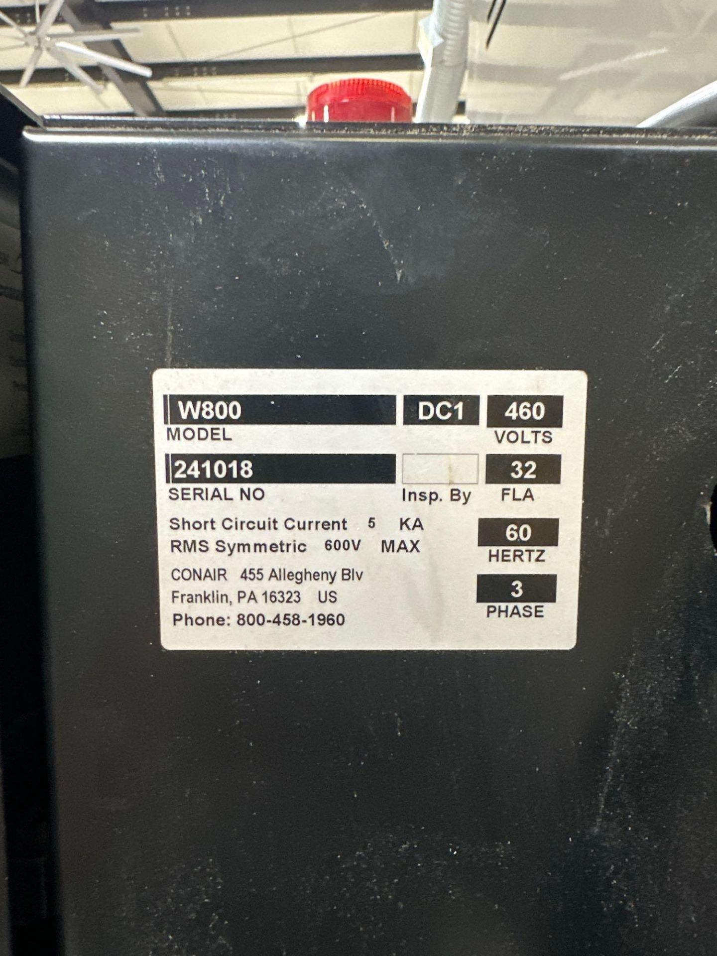 Conair W800 Dryer, 800CFM, 375F, s/n 241018 - Image 6 of 6