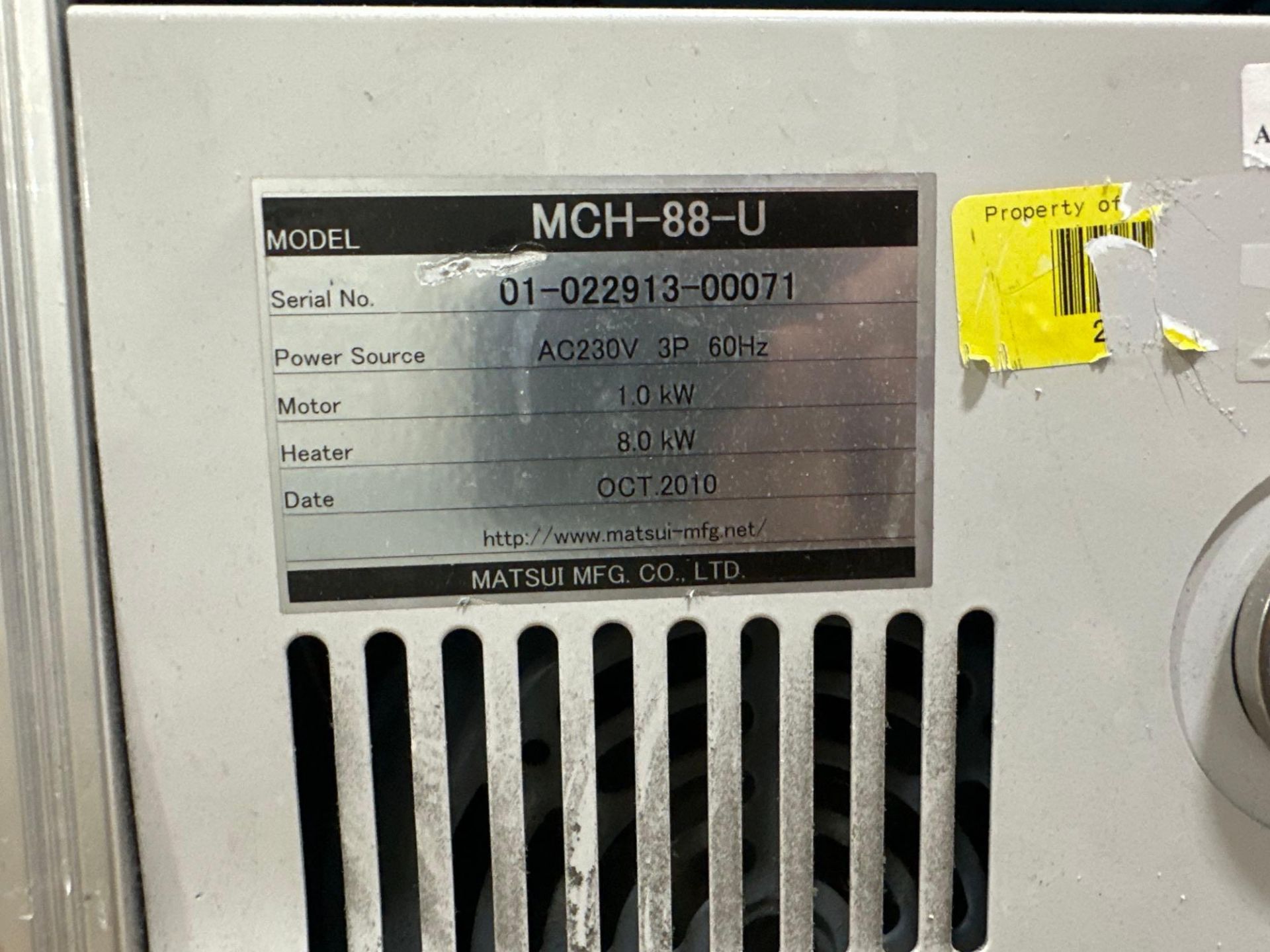 Matsui MCH-88-U Thermolator, 24gpm, 57psi, 248F, Equipped With: Alarm Lamp and Buzzer - Image 12 of 12