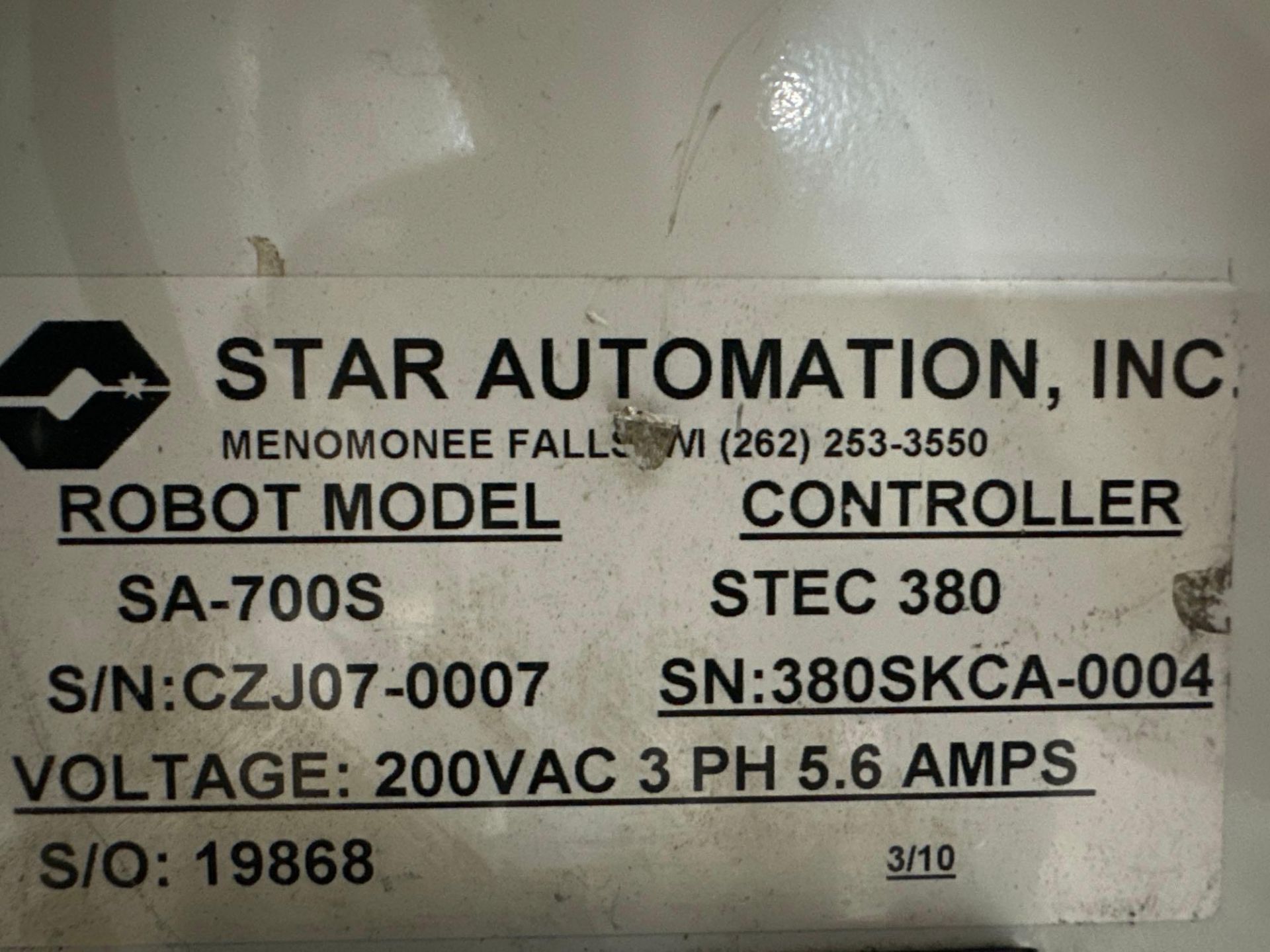 Star Automation SA-700S Dual Servo Robot, 80-300 ton, Payload Capacity: 7 lbs., - Image 6 of 6