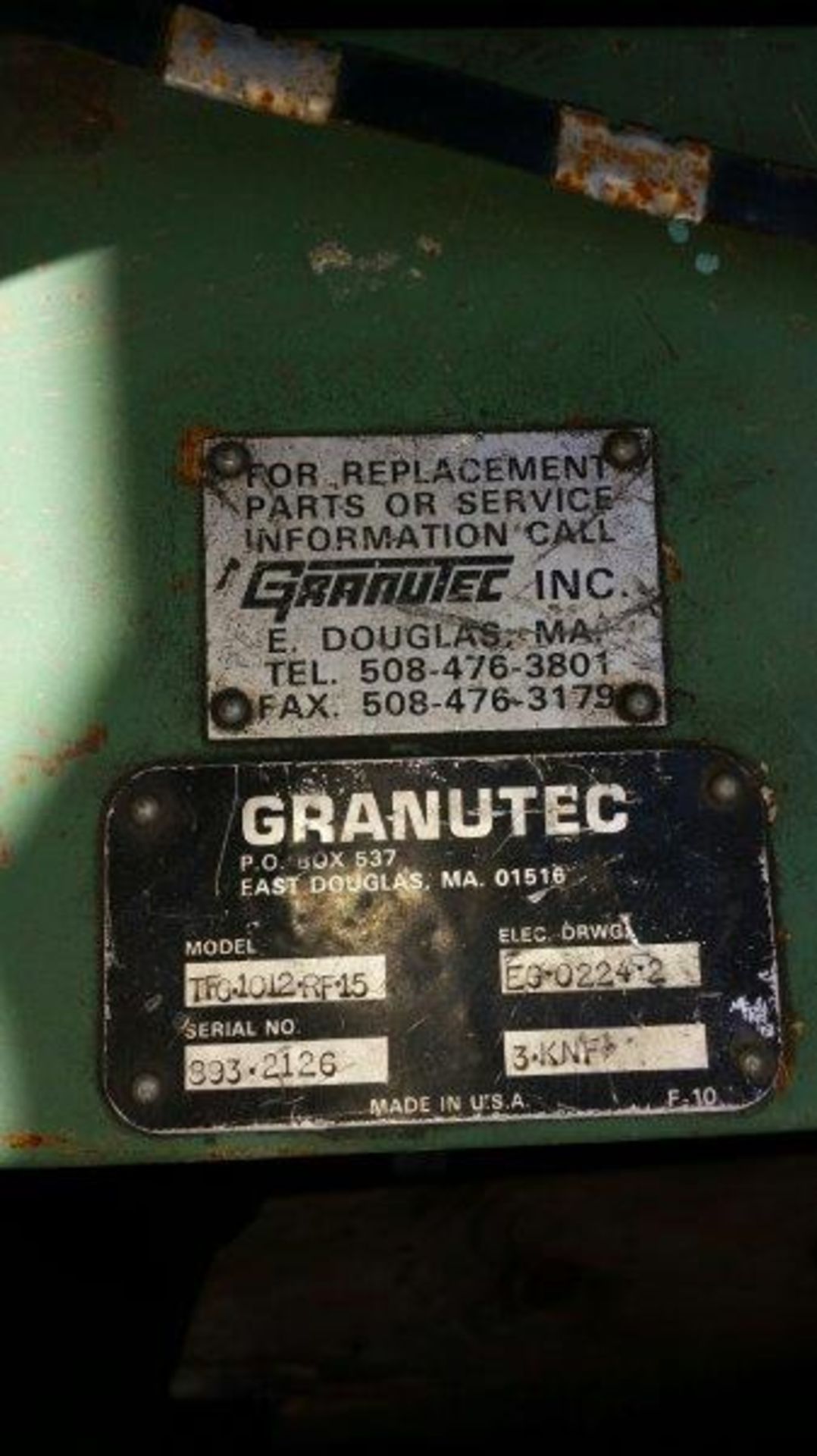 Granutec TFG 1012 Used Granulator, 10x12, 15 hp, 460V, S/N 893.2126 - Image 3 of 9