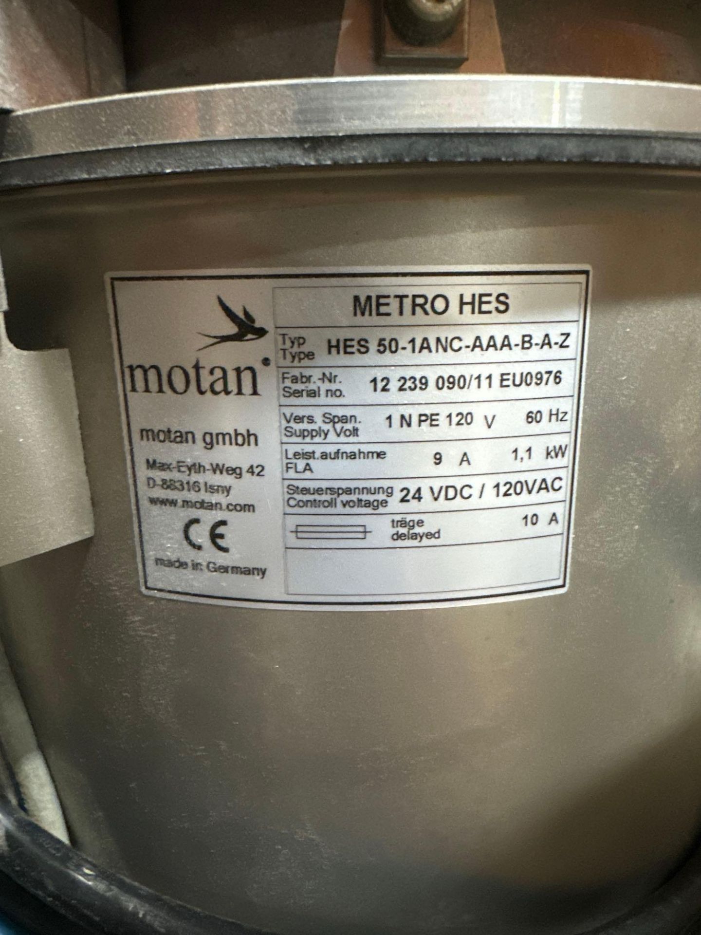 Motan Metro HES 50 Resin Vacuum Loader, 110V, s/n 12 239 090/11 EU0976 - Image 4 of 4