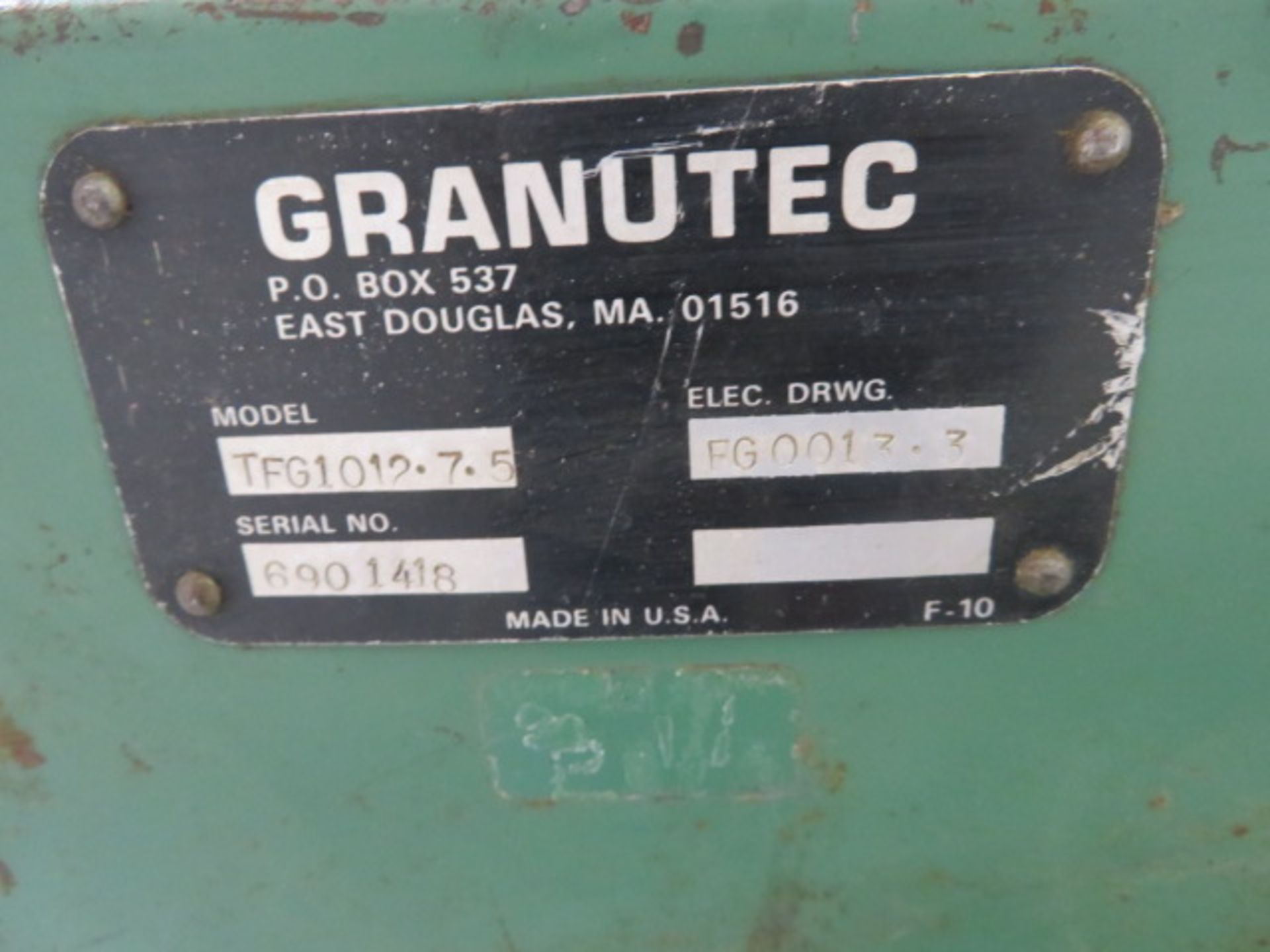 Granutec TFG1012.7.5 Used Granulator, 11.5" x 11.5", 7.5hp, 460V, s/n 6901418 - Image 9 of 9