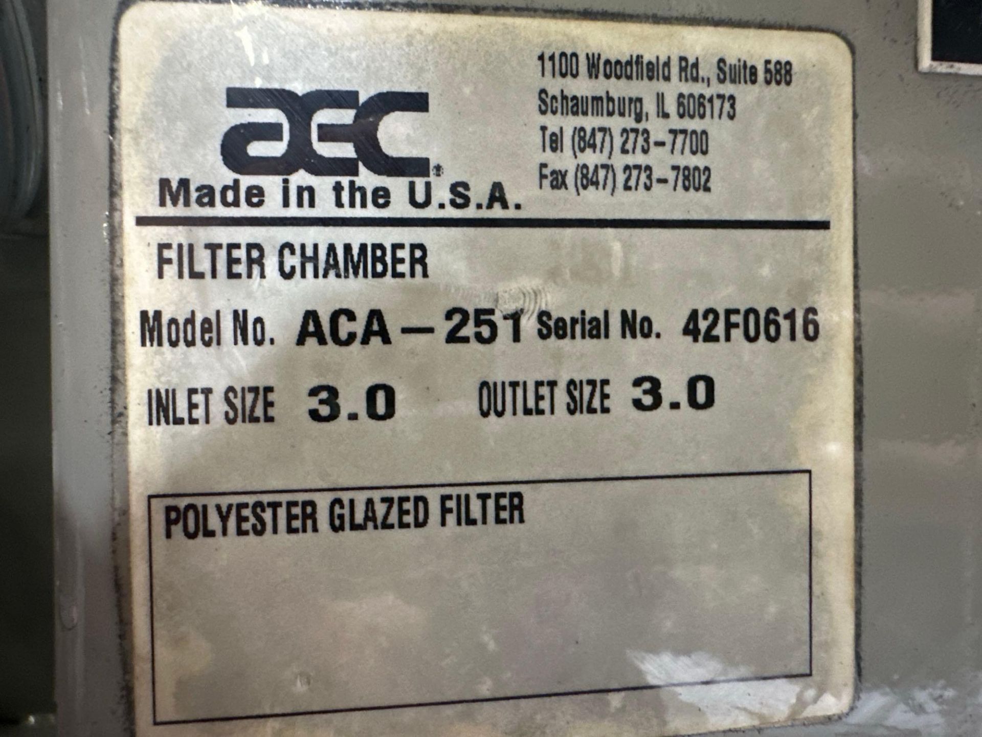 AEC ACA-25T Filter Chamber, s/n 42f0616 - Image 6 of 6