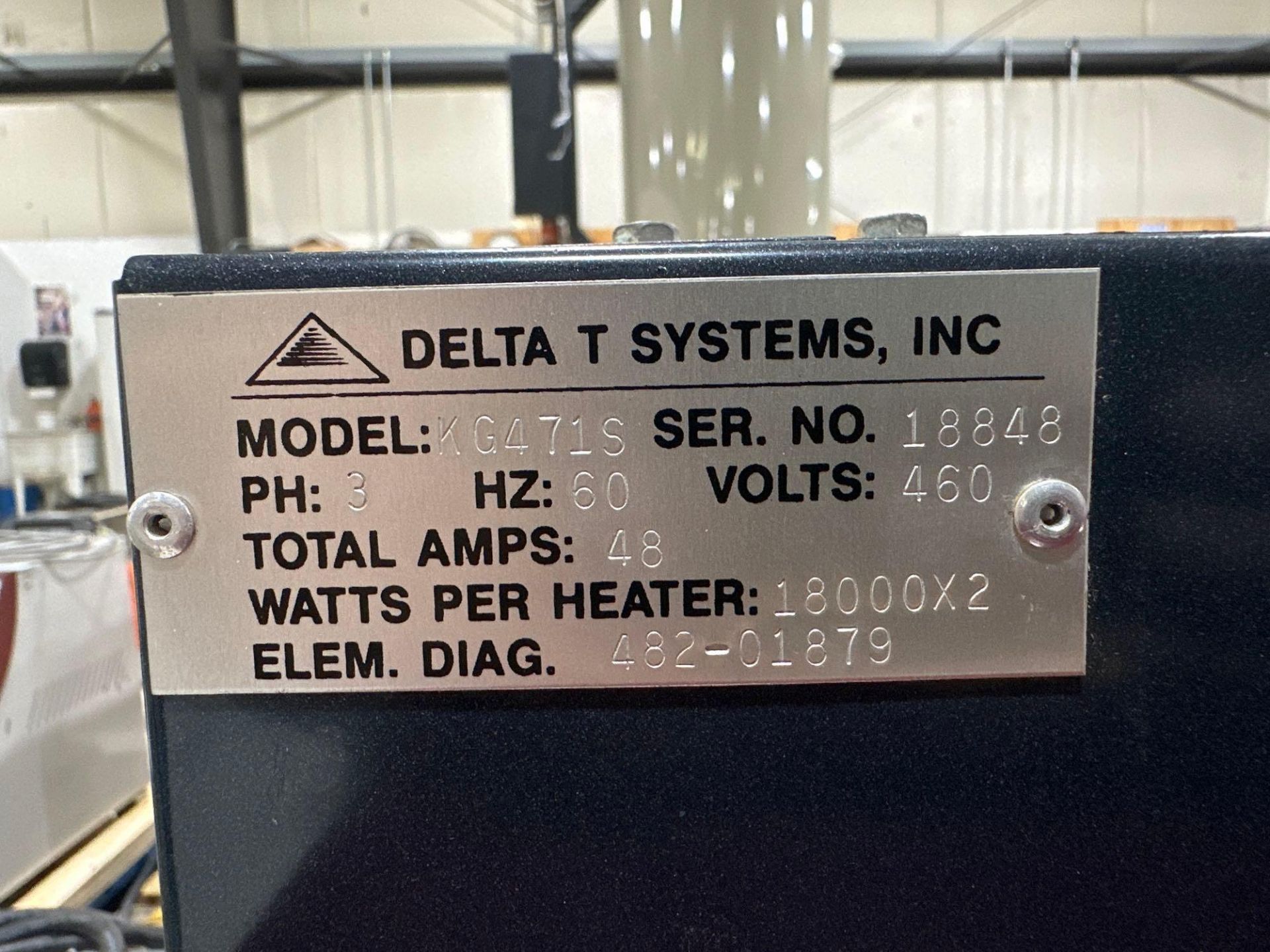Delta T Systems KG471S Thermolator, 3hp, Dual Heater, 18kw, s/n 18848 - Image 7 of 7