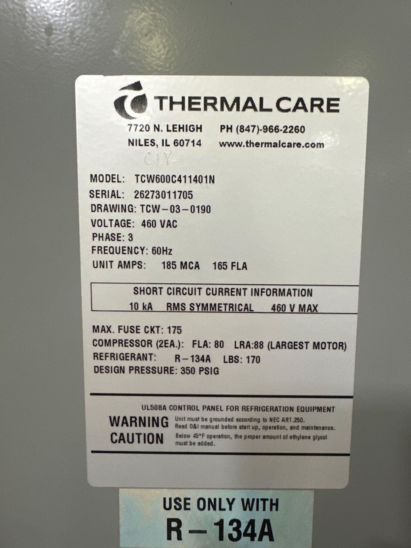 Thermal Care TCW600C411401N Chiller, 180 Ton Centrifugal Chiller, (2) Compressors, 460V/3/60 - Bild 6 aus 6