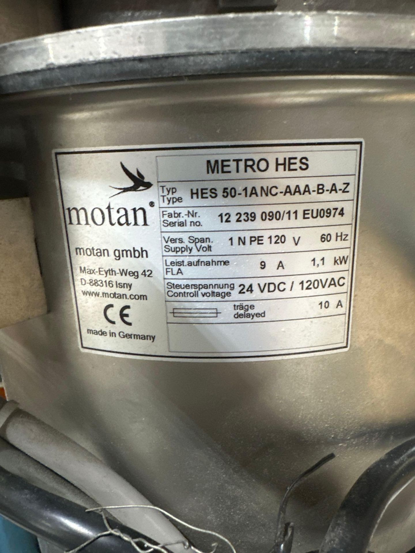 Motan Metro HES 50 Resin Vacuum Loader, 110V s/n 12 239 090/11 EU0974 - Image 5 of 5