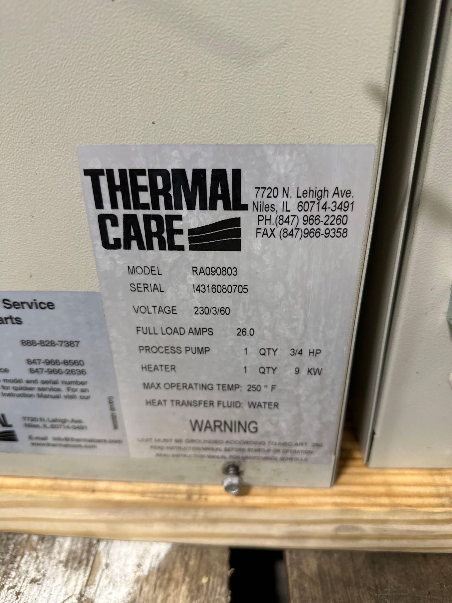 Aqua Therm Thermal Care RA090803 Thermolator, 30gpm, 19psi, s/n I4316080705 - Image 4 of 4