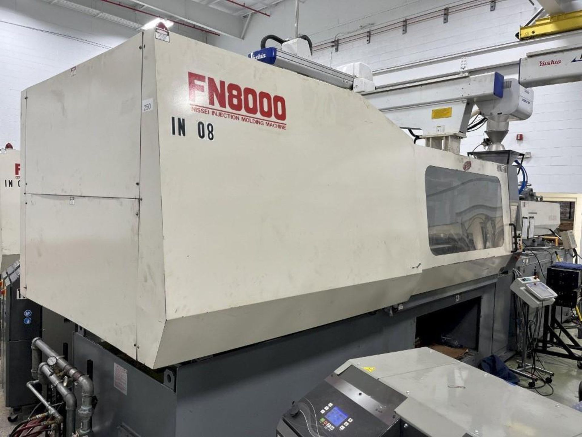 500 Ton Nissei FN8000-210L Injection Molding Machine, Screw Diameter: 90 mm, 200mm Tie Bar Extension