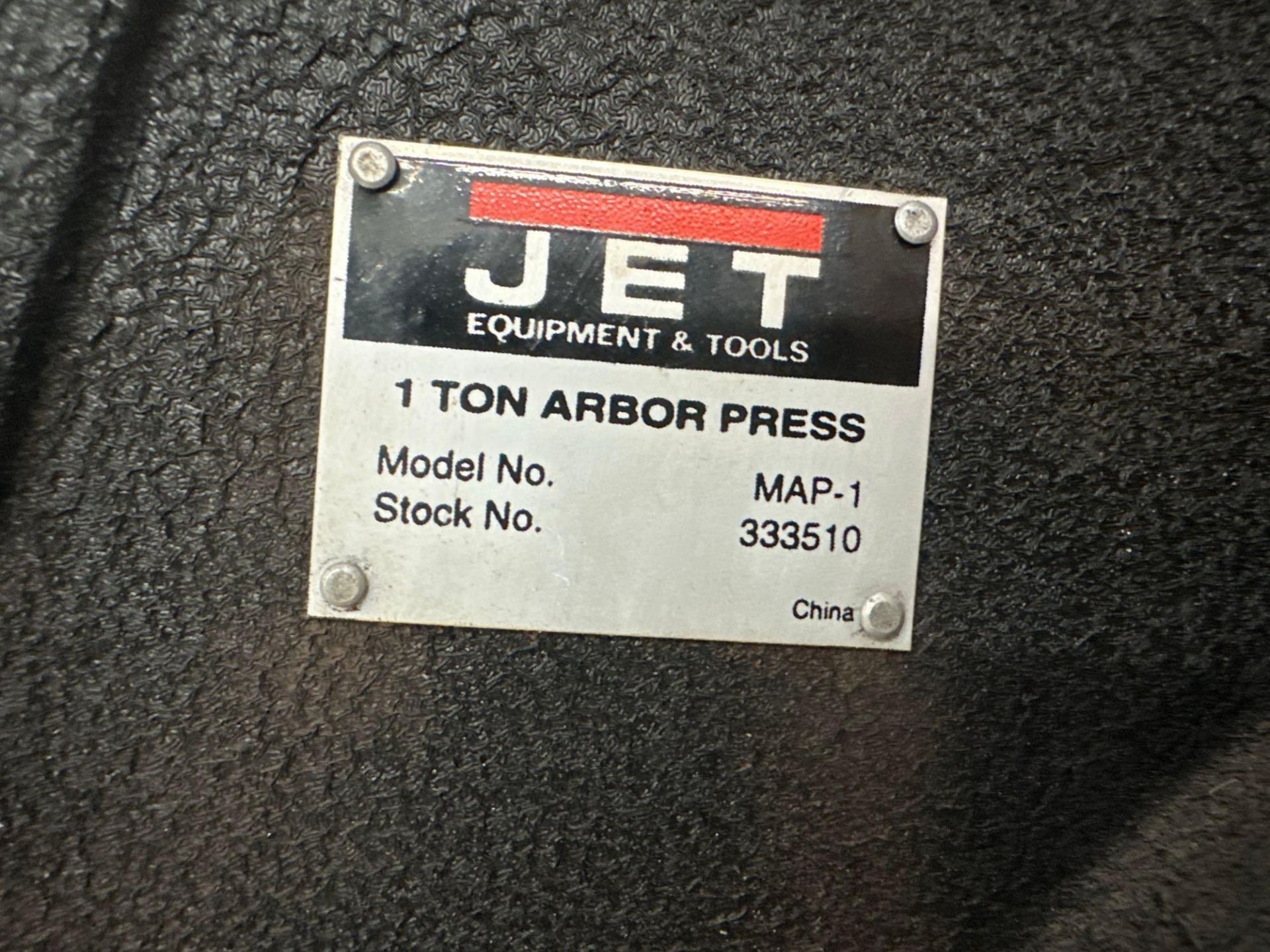 1 Ton Jet MAP-1 Arbor Press, s/n 333510 - Image 3 of 3