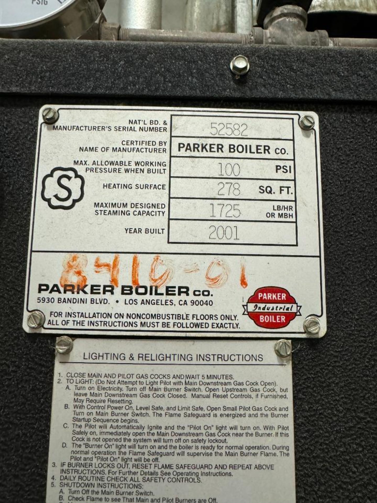 Parker Hot Water Boiler - Image 5 of 5