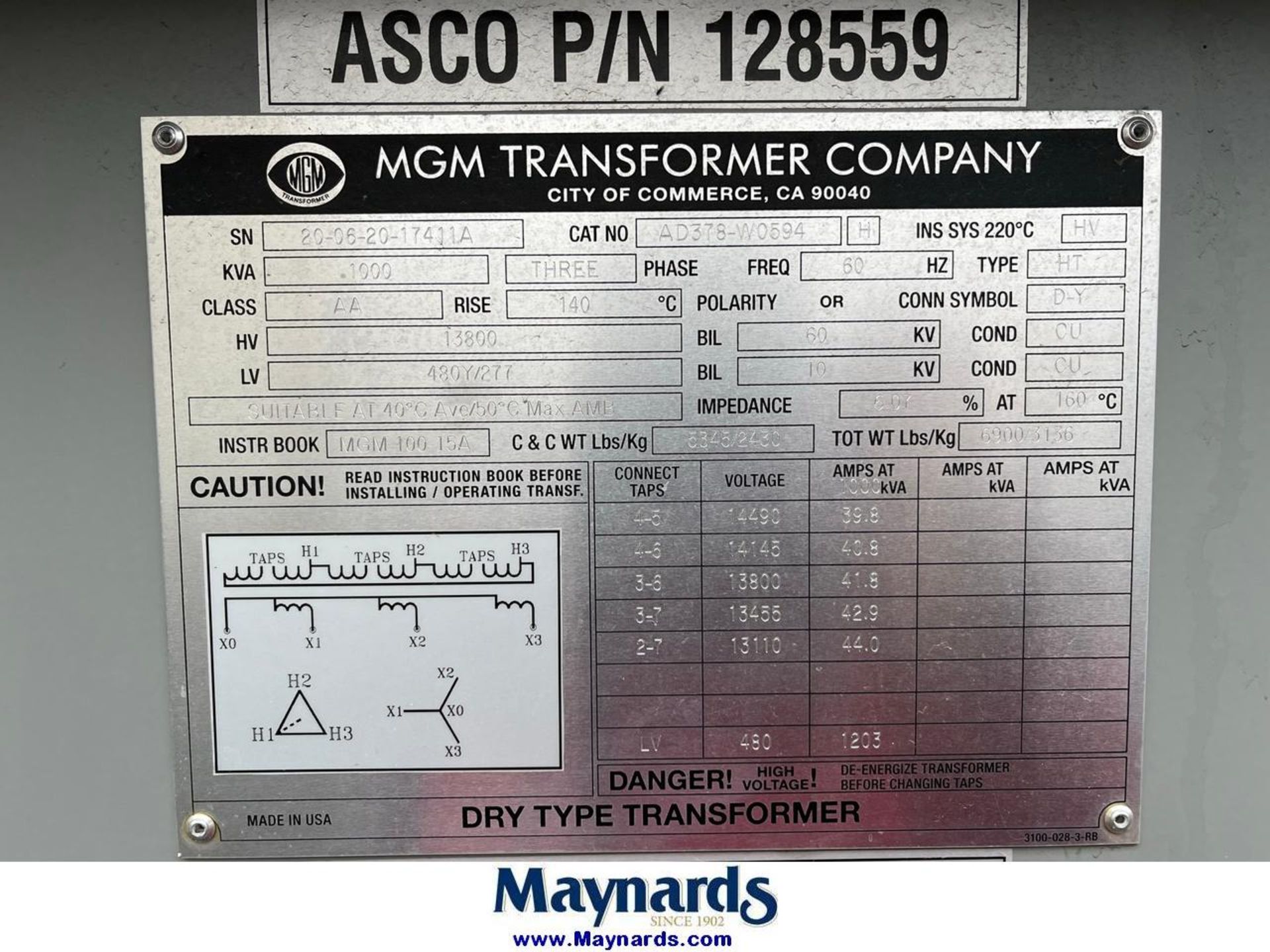 ASCO 9000 SERIES LOAD BANK 1000KW 480VAC 3PH 60HZ WITH 1000 KVA MGM TRANSFORMER - Image 4 of 6