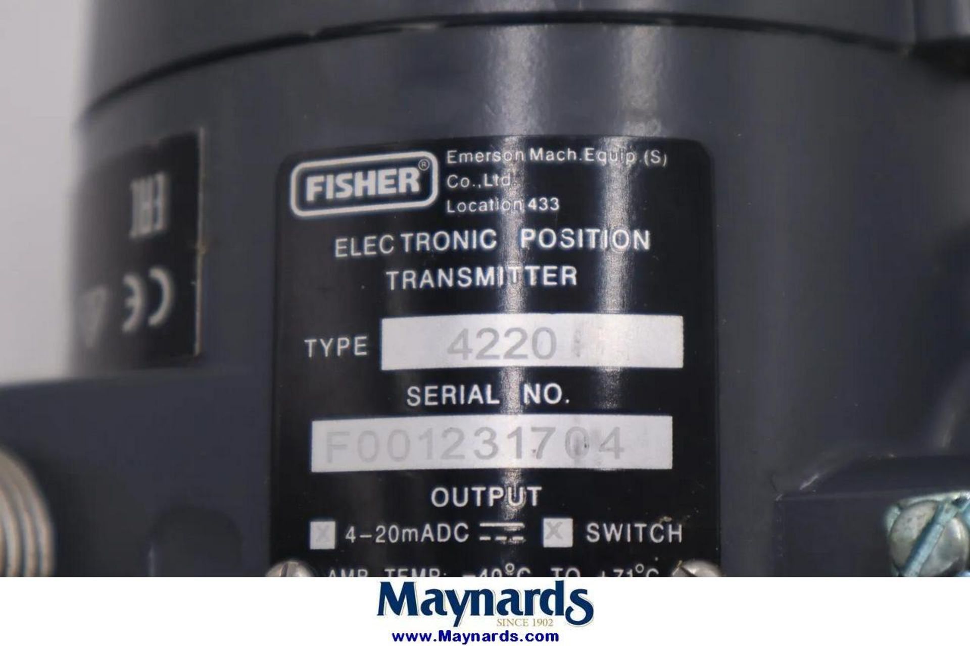 Fisher Emerson 4220 4200-305-24292 Electronic Position Transmitter - Image 3 of 3