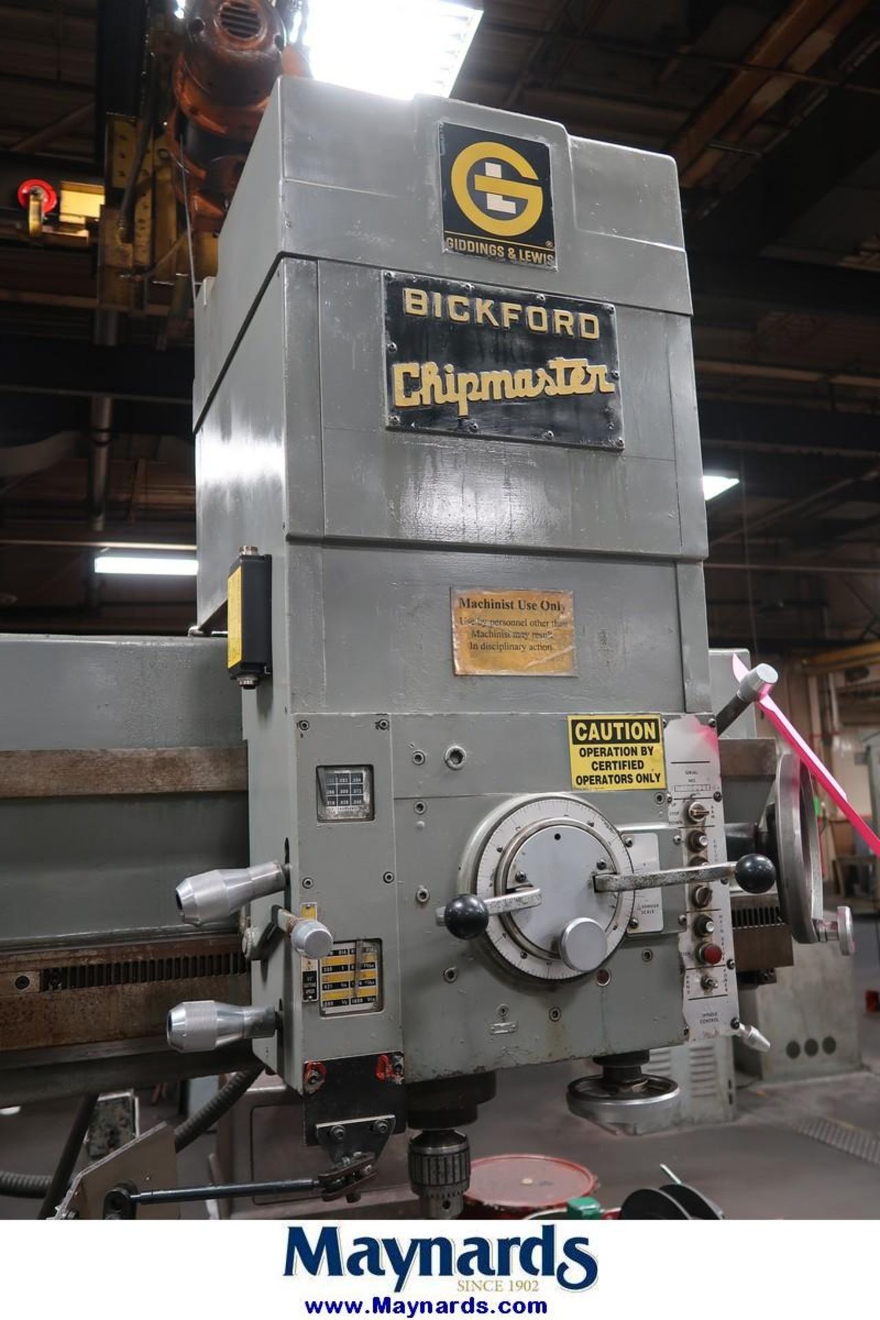 Gidding & Lewis Bickford Chip master 4' Arm x 11" Column Radial Arm Drill - Image 3 of 7