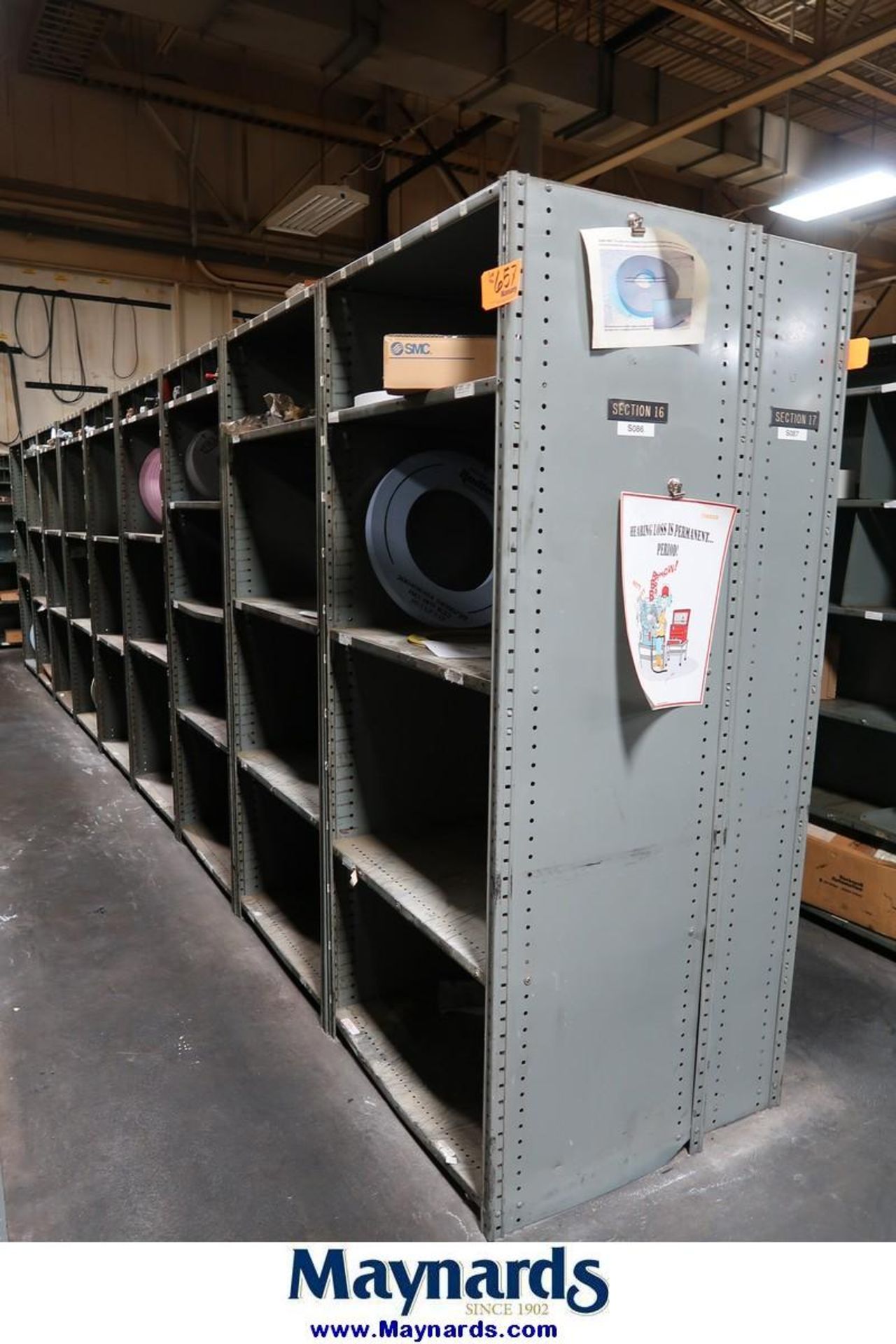 Adjustable Shelving Units with Contents of Spare Parts