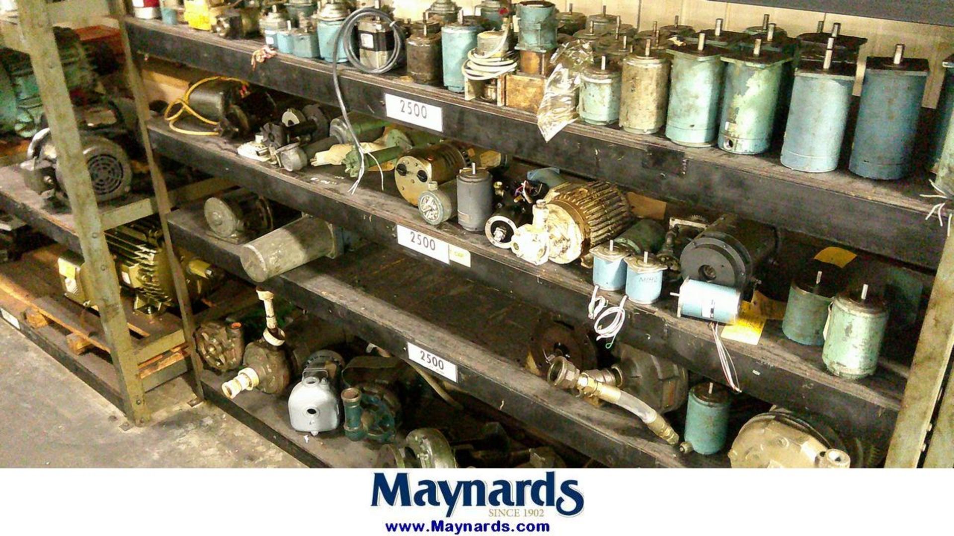 5-Tier Heavy Duty Rack with Remaining Contents of Motors & Centrifugal Pumps