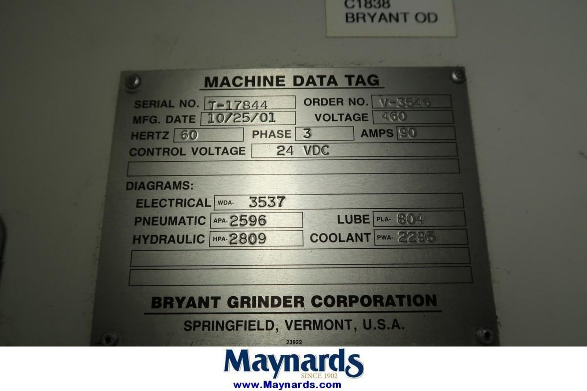 2001 Bryant UF2 Ultraform CNC Internal & Face Grinder - Image 20 of 20