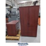 Lot of 4 chairs, one small cabinet, one large cabinet