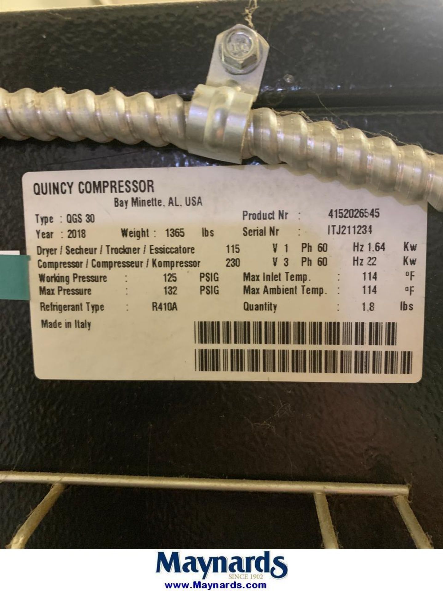 2018 Quincy QGS 30 30 HP Air Compressor - Image 2 of 4