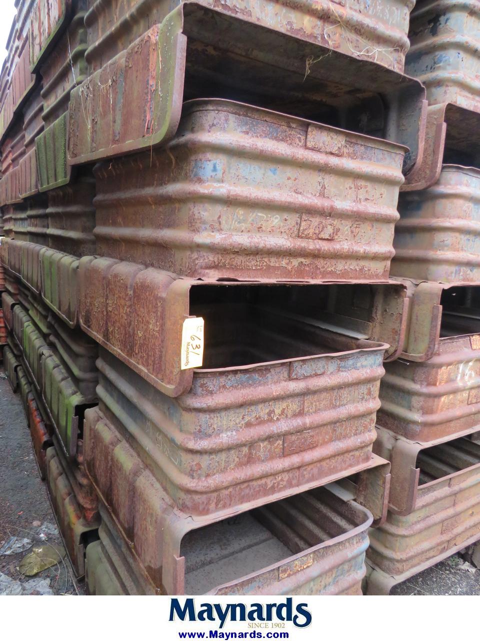 Lot of (40) Steel Corrugated Parts Tubs in One Row Approx. Size 37