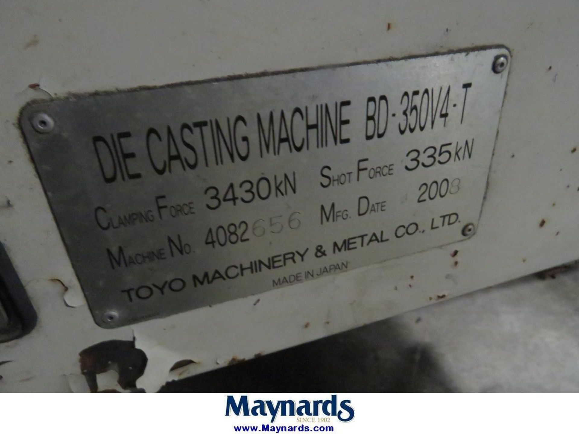 2008 Toyo BD-350V4-T 350 Ton Horizontal Cold Chamber Die Cast Press - Image 4 of 5