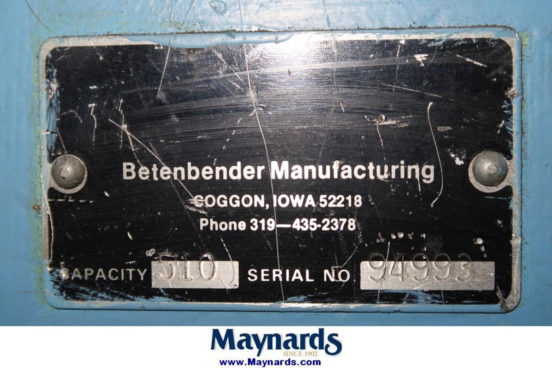 Betenbender 510 5' Hydraulic Shear - Image 7 of 7