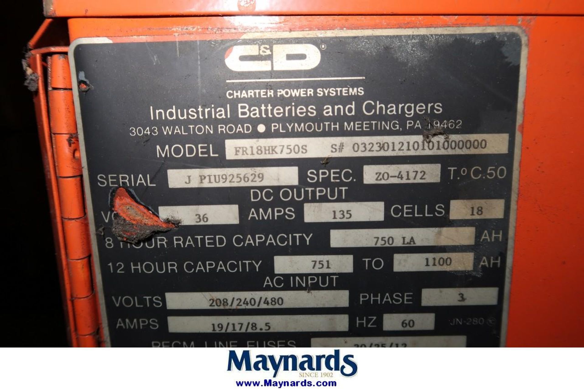 C&D Ferro Five FR18HK750S 36V Battery Charger - Image 2 of 2