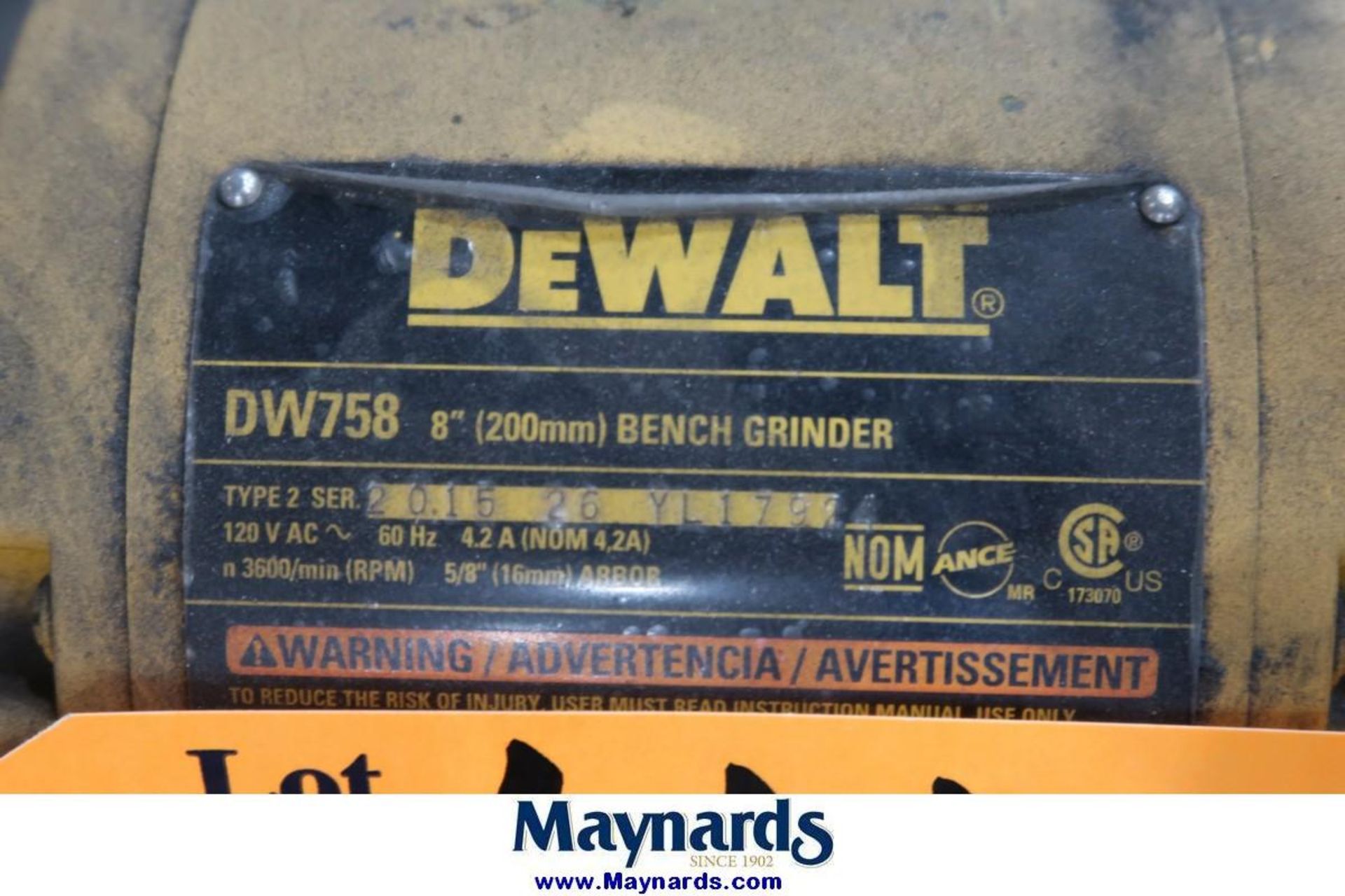 DeWalt DW758 8" Bench Grinder - Image 2 of 2