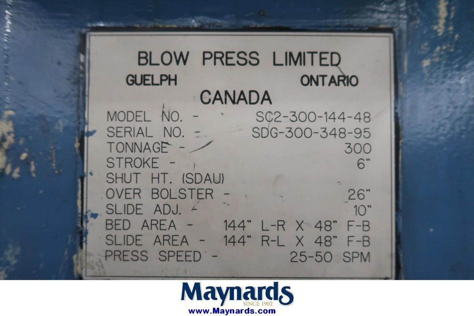 Blow SC2-300-144-48 300-Ton Straight Side Press - Bild 12 aus 12