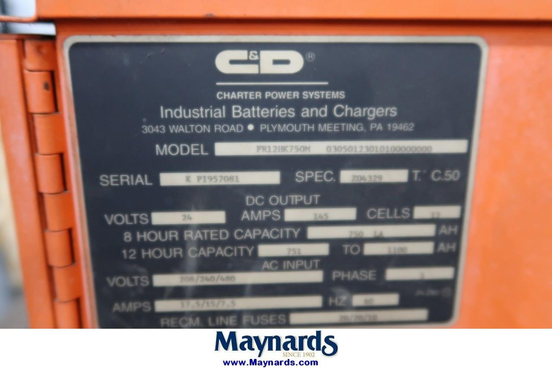 C&D FR12HK750M 24V Battery Charger - Image 2 of 2