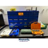 Lot of Hols Saws, Misc. Sockets and Storage Bin