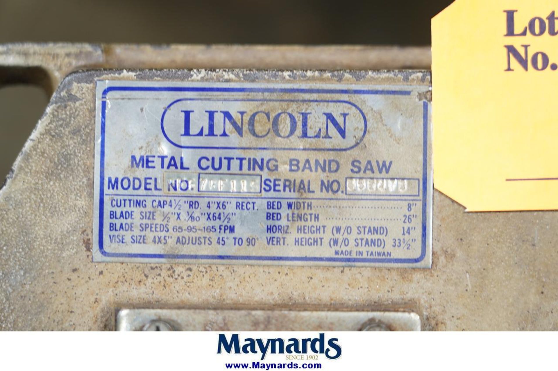 Lincoln 7RF115 Metal Cutting Band Saw - Image 4 of 4