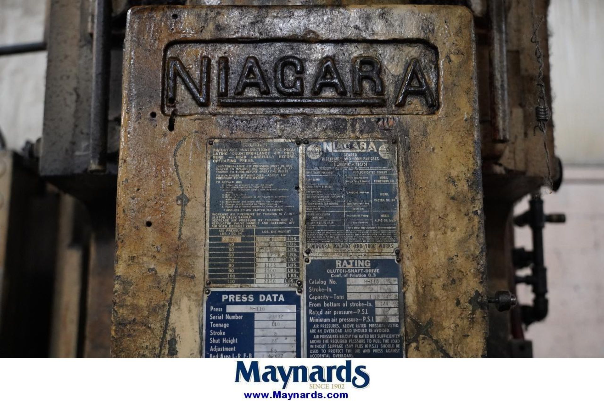 Niagara M-110 110 Ton OBI Press - Image 8 of 10