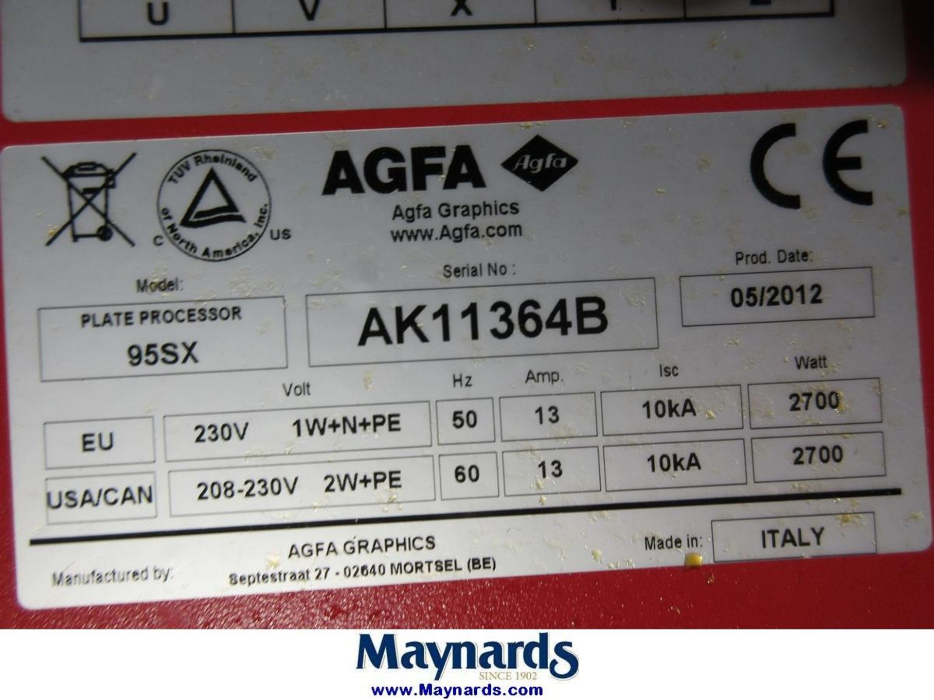 2012 AGFA 95SX Plate Processor - Image 5 of 5