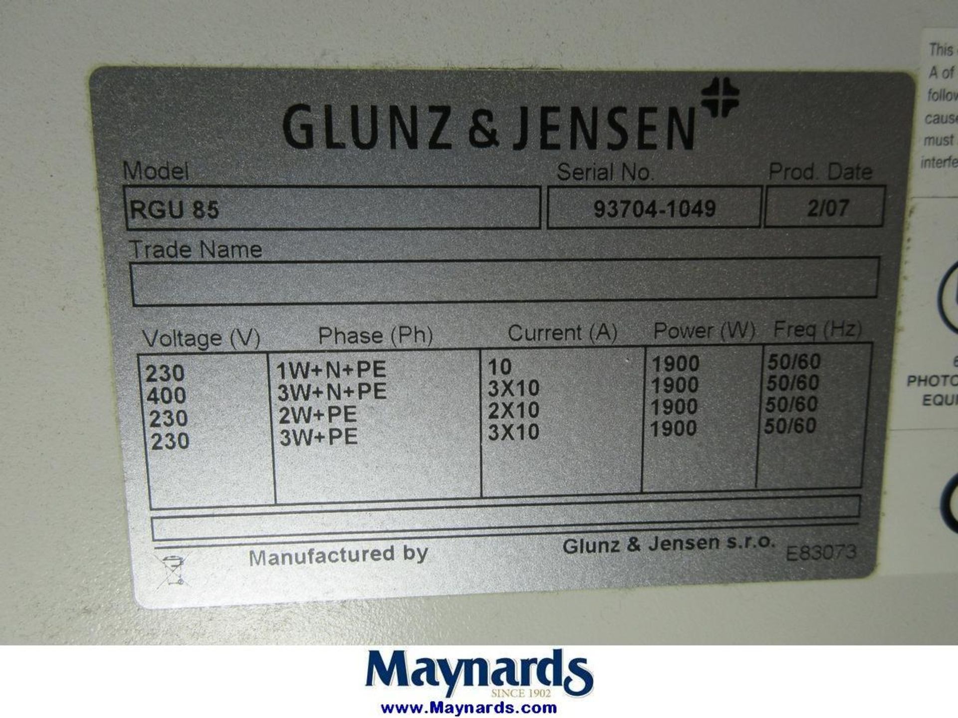 2007 Glunz & Jensen RGU 85 Plate Processor - Image 8 of 8