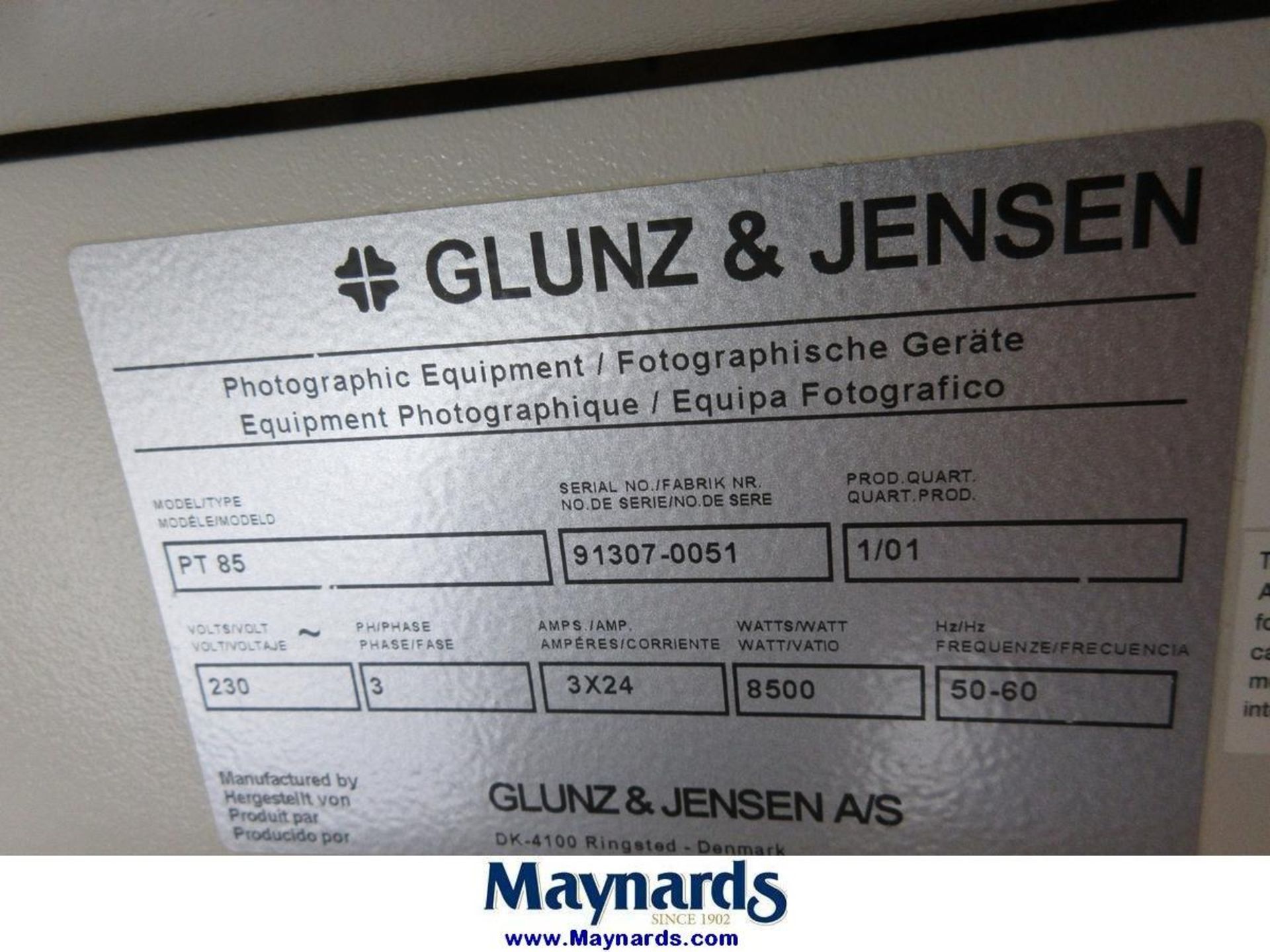 2001 Glunz & Jensen PT 85 HD Plate Processor - Image 8 of 8