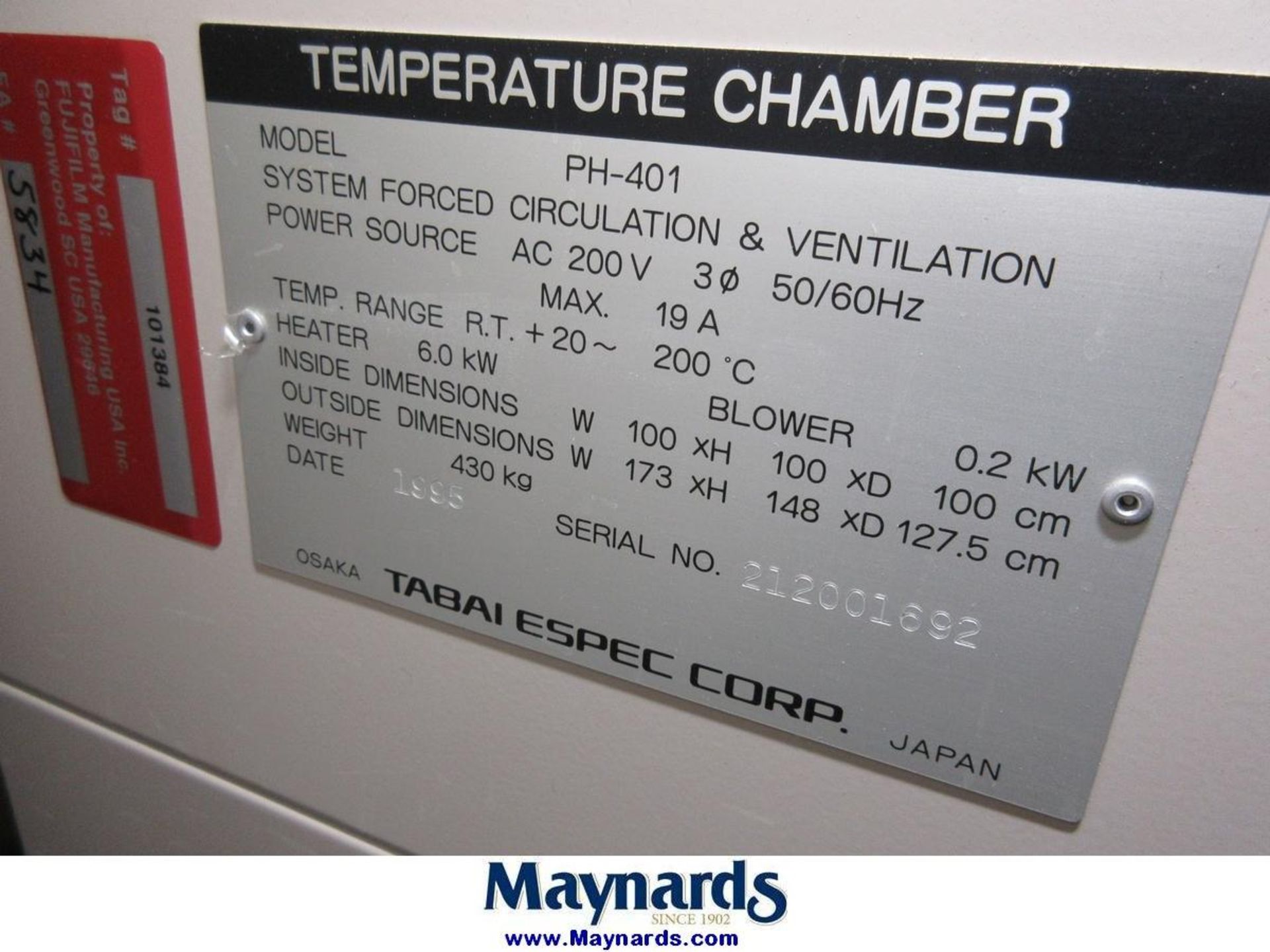 1995 Tabai Espec Corp PH-401 Temperature Chamber - Image 7 of 7