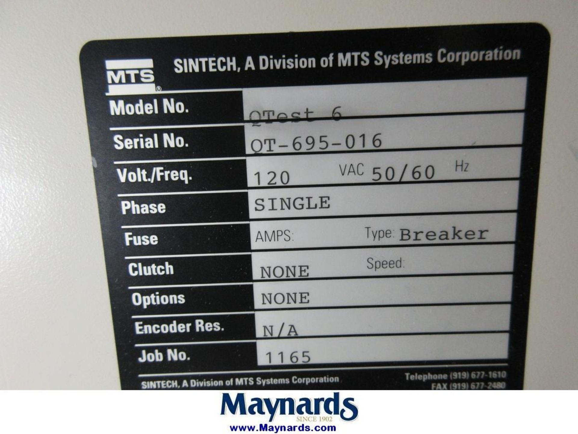 MTS Sintech Qtest 6 Tensile/Compression Tester - Image 9 of 9