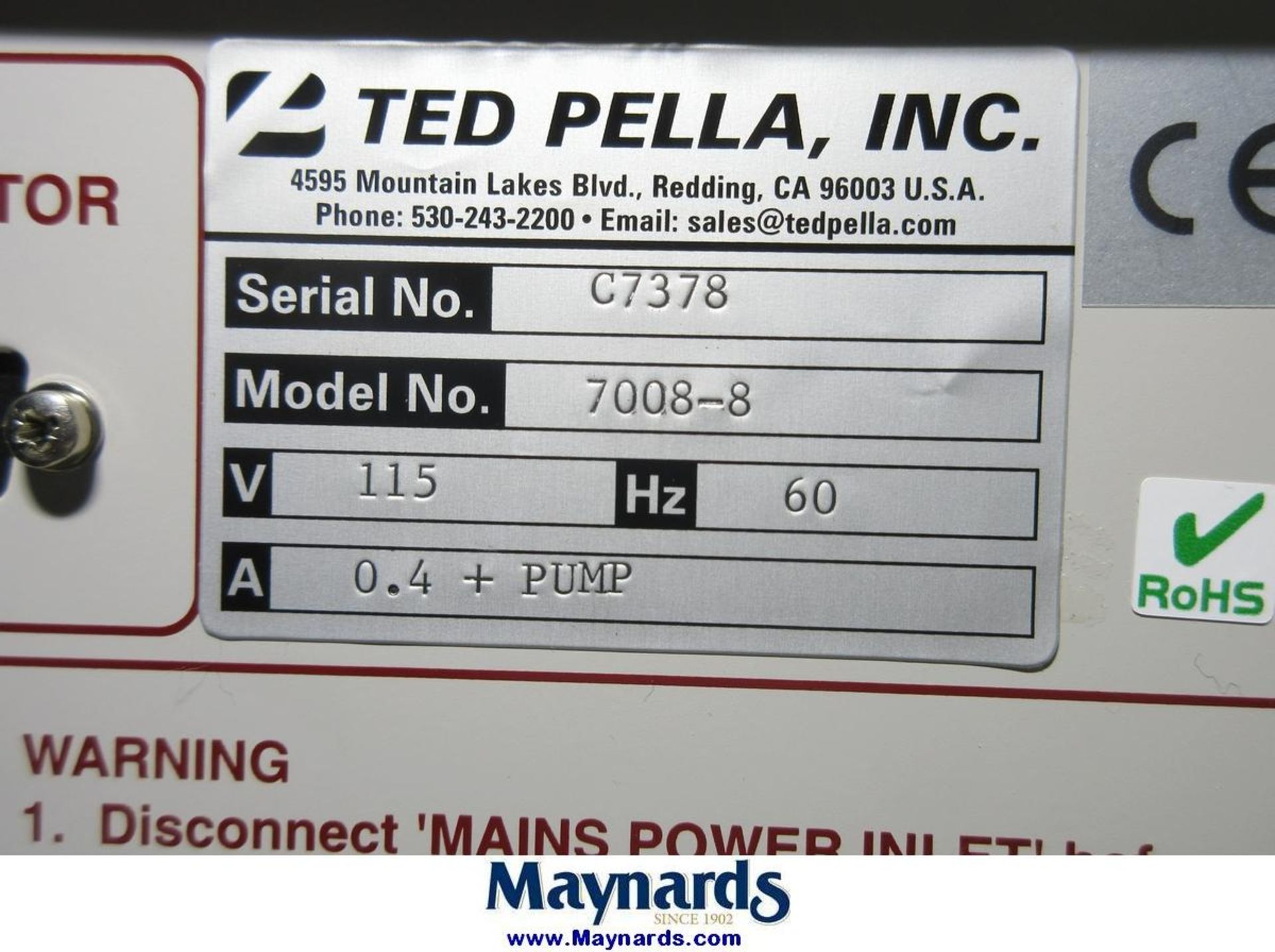 Ted Pella Inc 7008-8 108auto Sputter Coater - Image 7 of 7