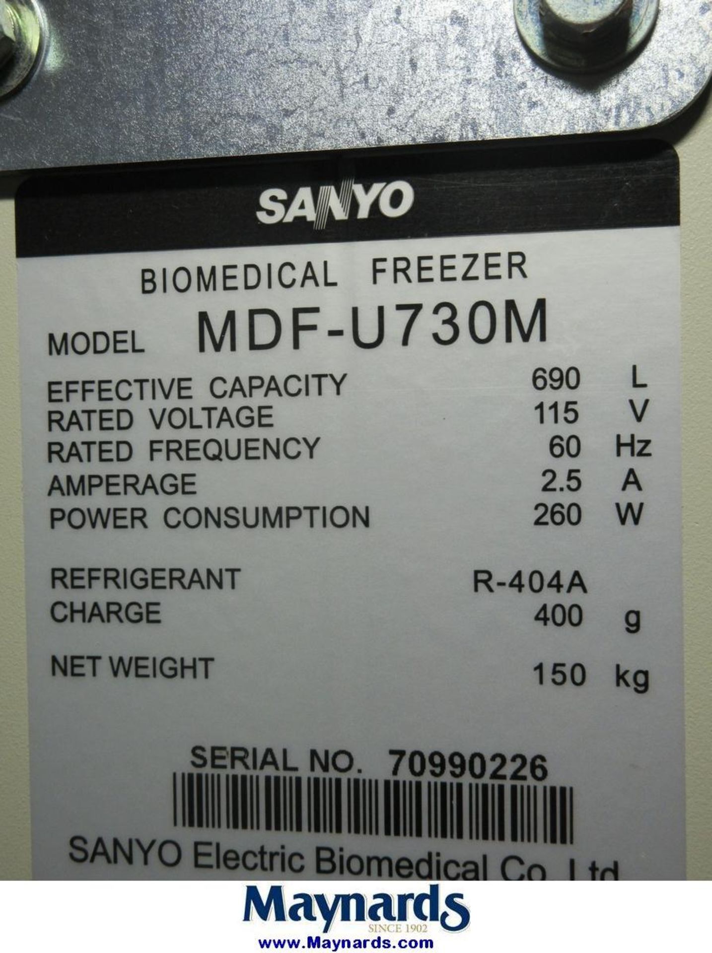 Sanyo MDF-U730M Biomedical Freezer - Image 6 of 6