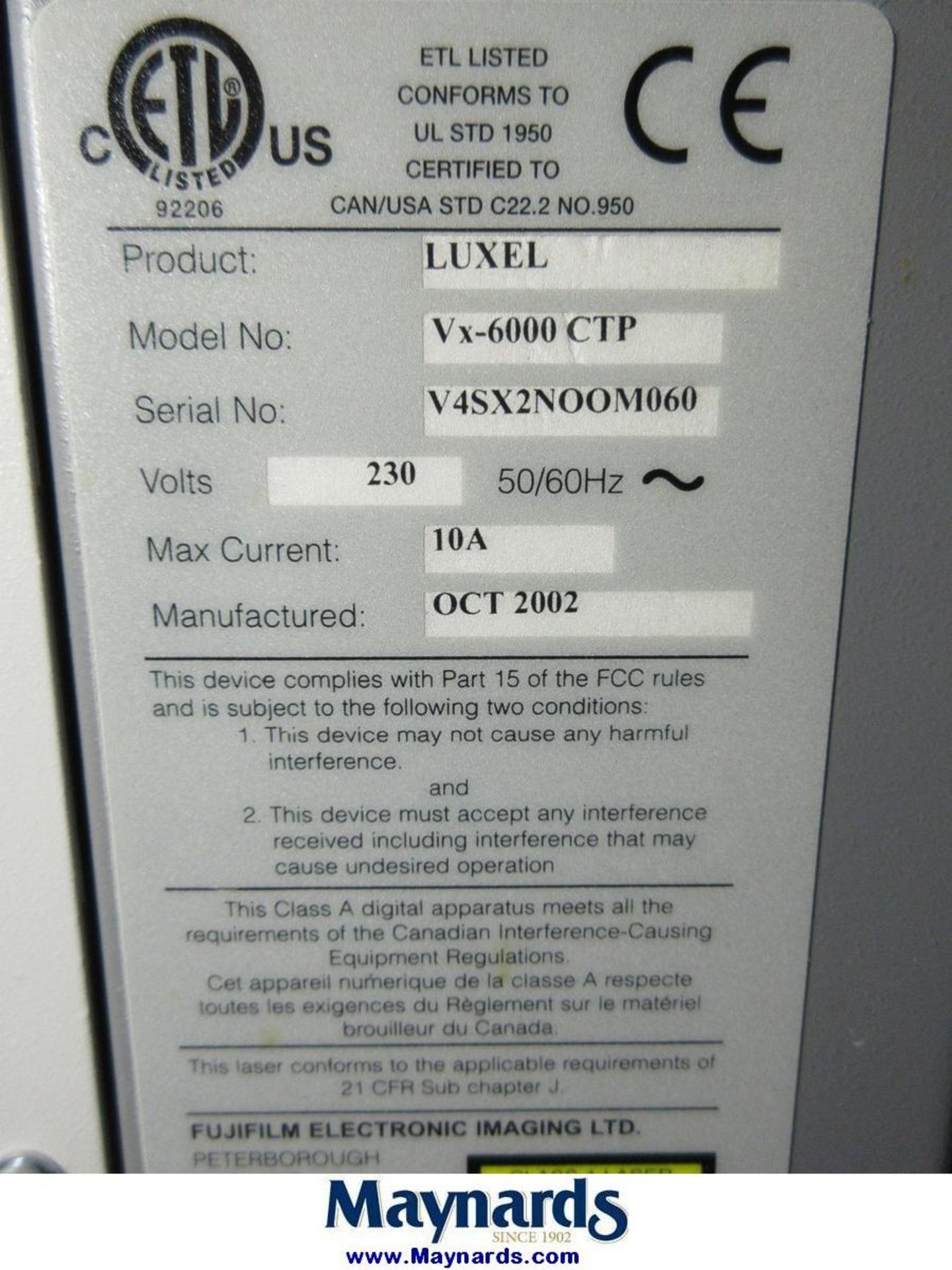 2002 FujiFilm VX-6000 CTP Luxel Plate Processor - Image 9 of 9