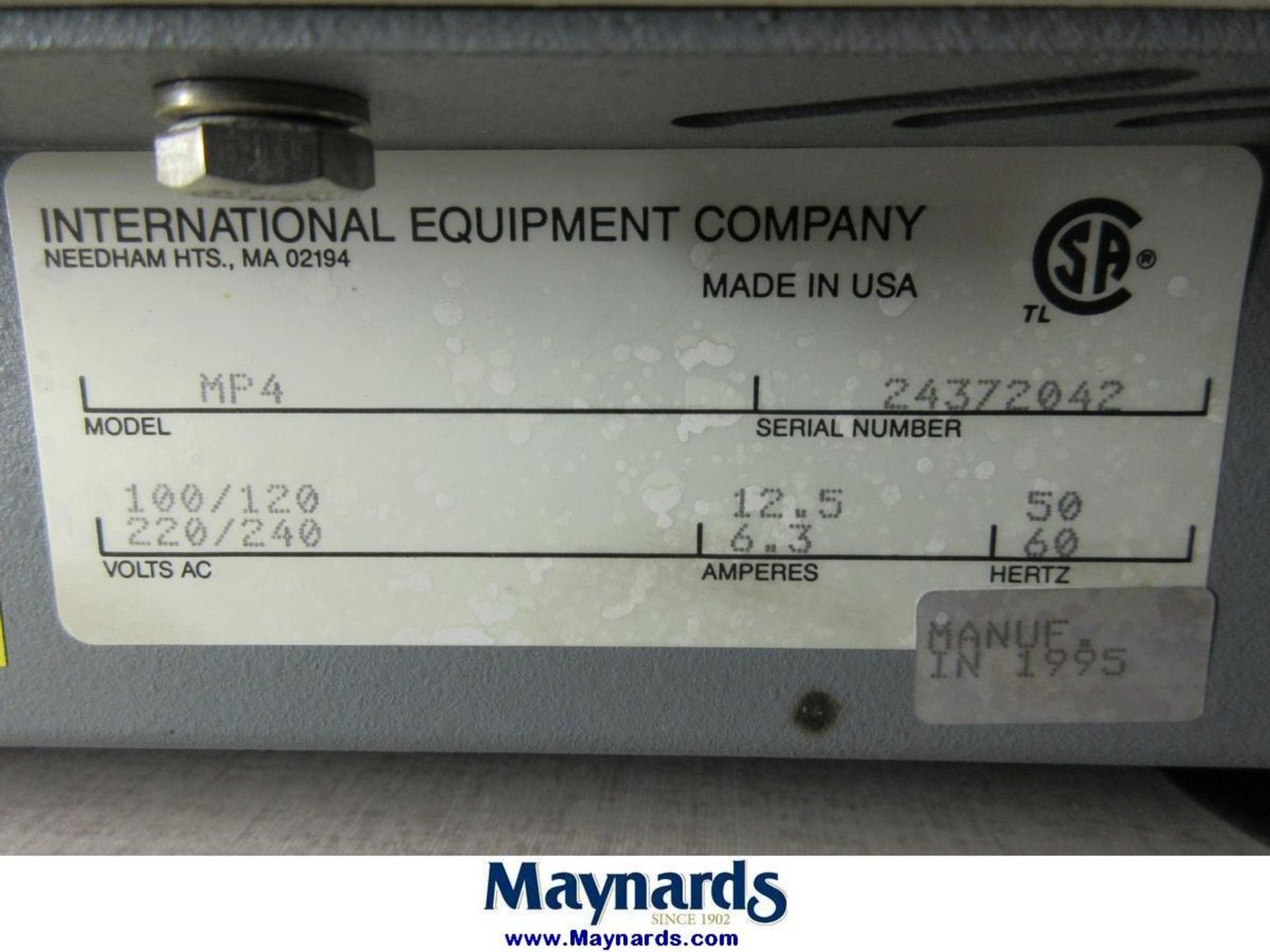 International Equipment Co MP4 Centrifuge - Image 4 of 4