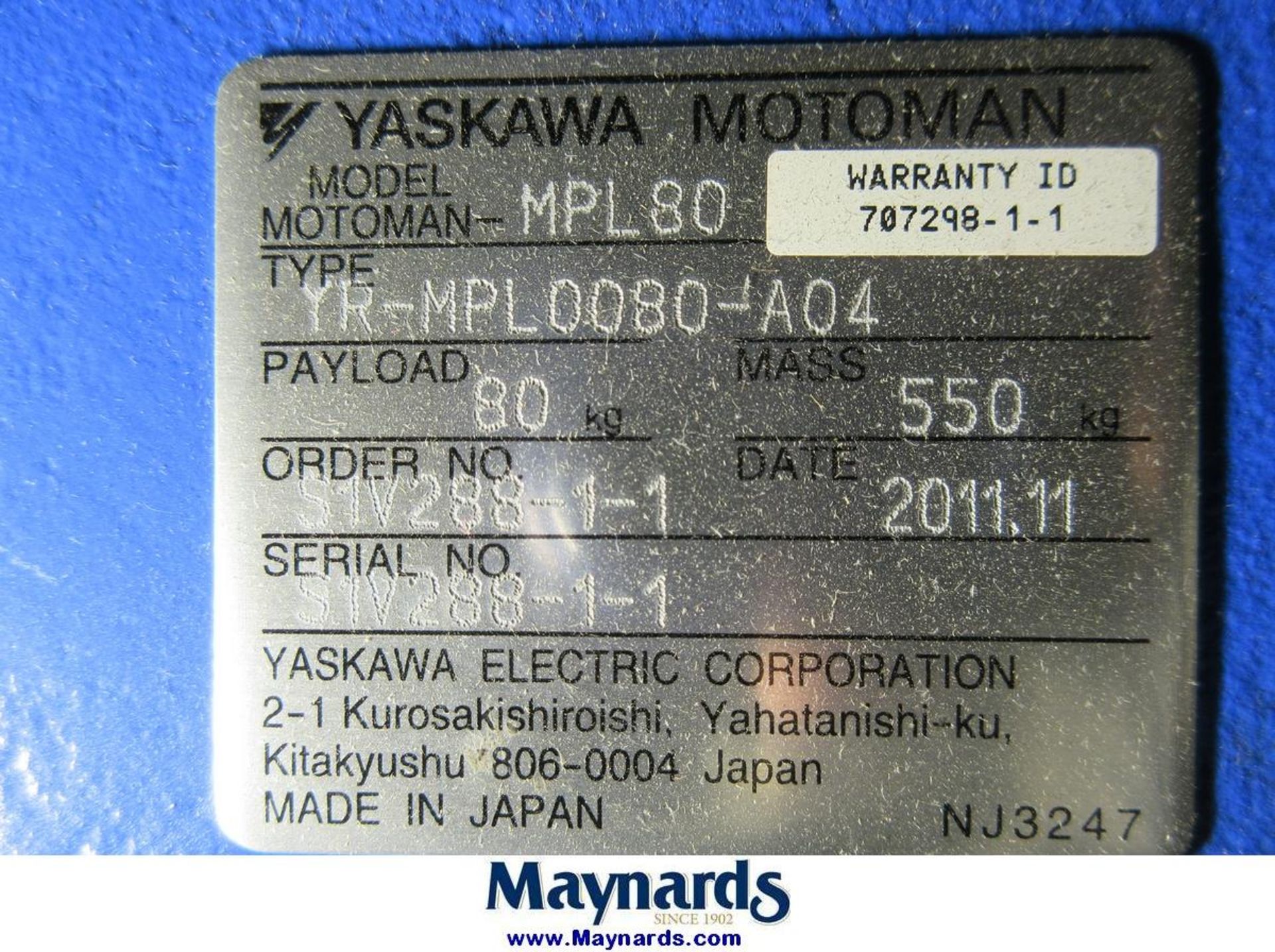 2011 Yaskawa Motoman MPL80 Type YR-MPL0080-A04 Material Handling Robot - Image 9 of 13