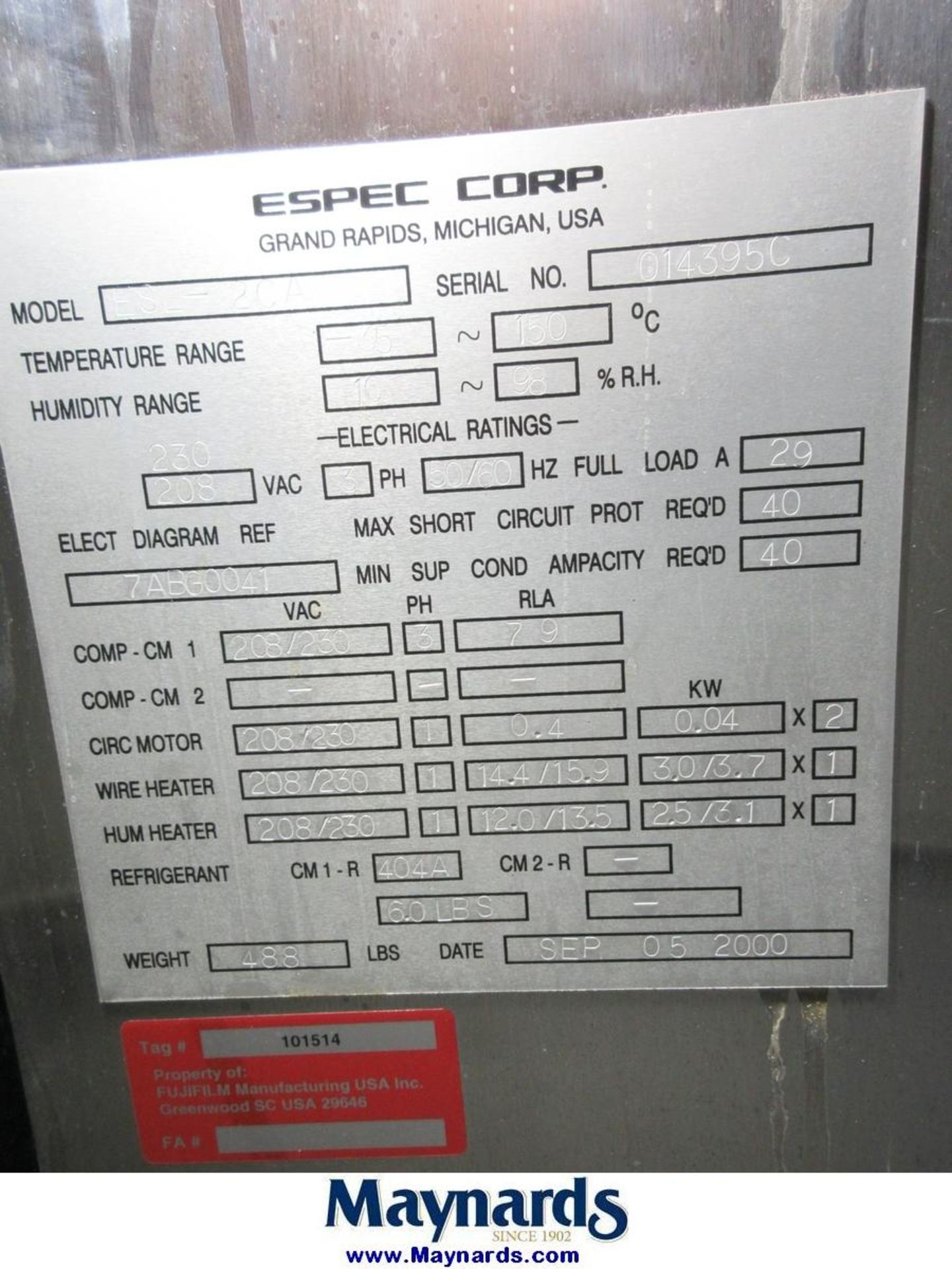 2000 Espec ESL-2CA Temperature/Humidity Chamber - Image 7 of 7
