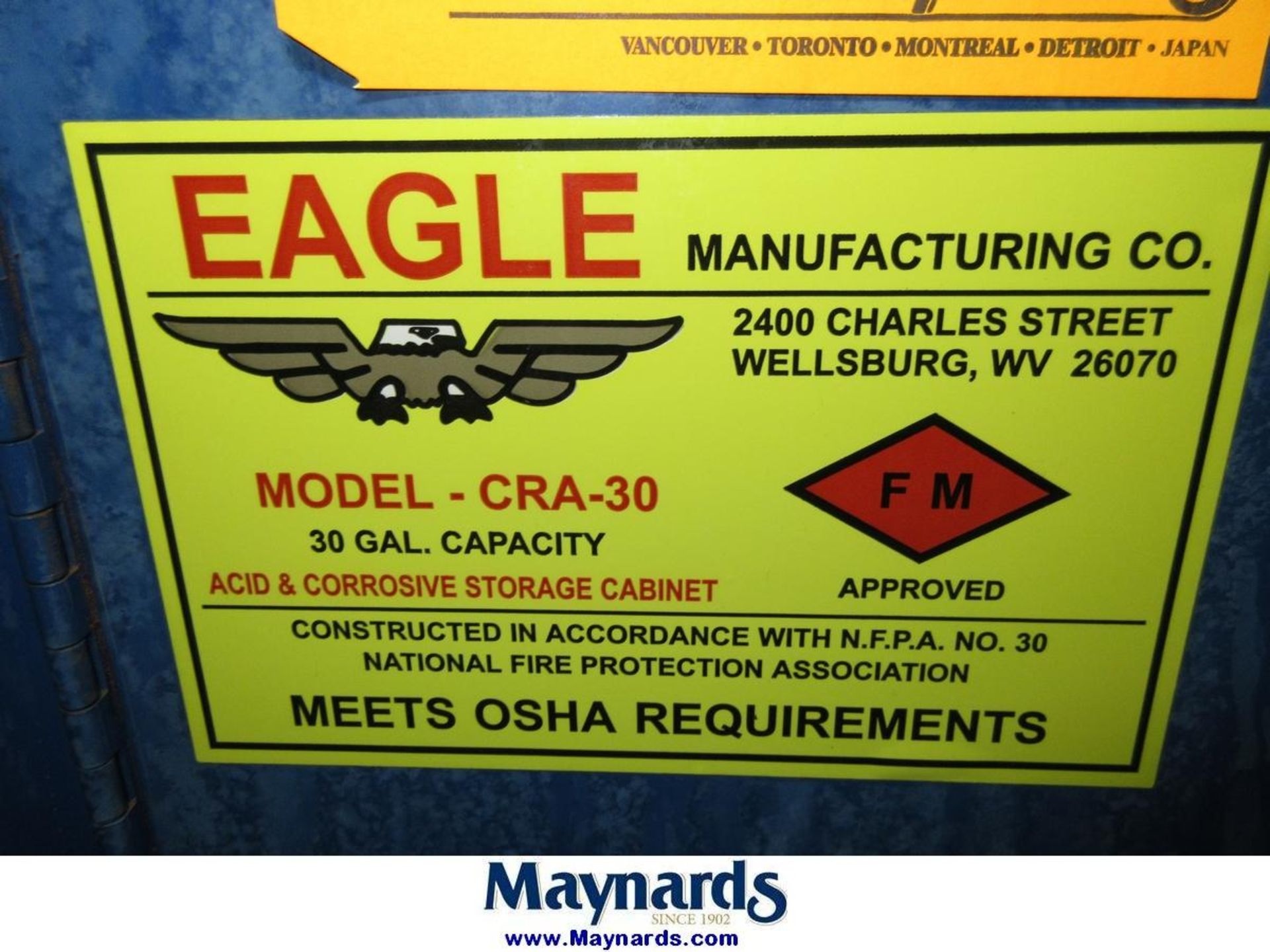 Eagle Manufacturing Co. CRA-30 Acid and Corrosives Storage Cabinet - Image 3 of 3