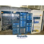 (3) Bolt Bins and (6) Multi Drawer Organizers of Assorted Hardware