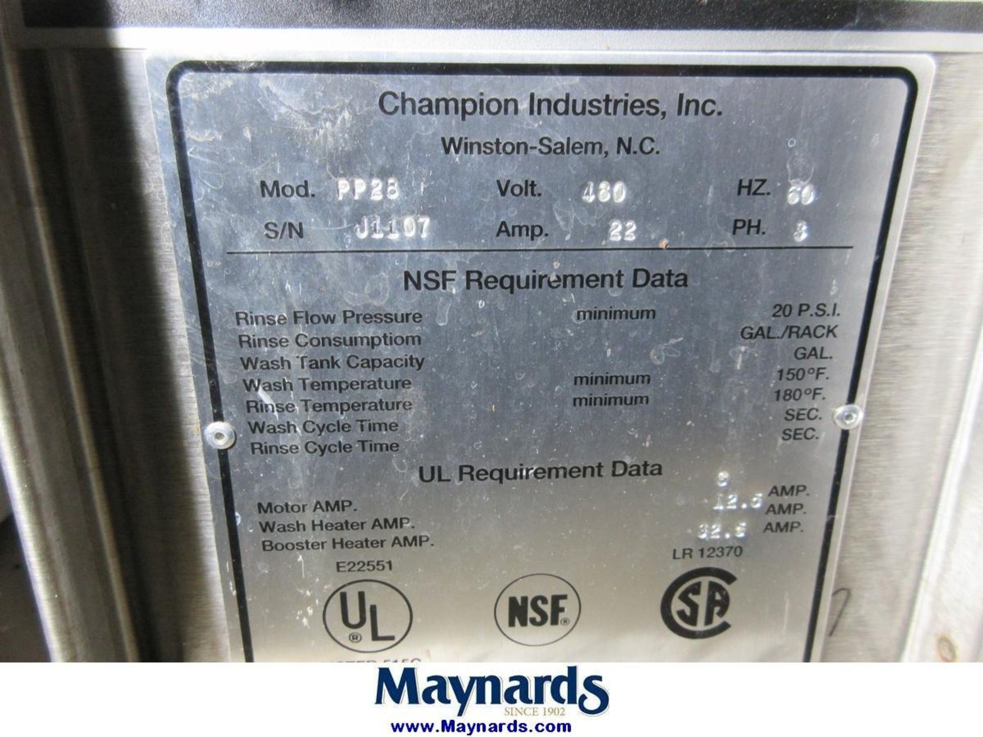 Champion Industries PP28 Dish Washer - Image 9 of 9