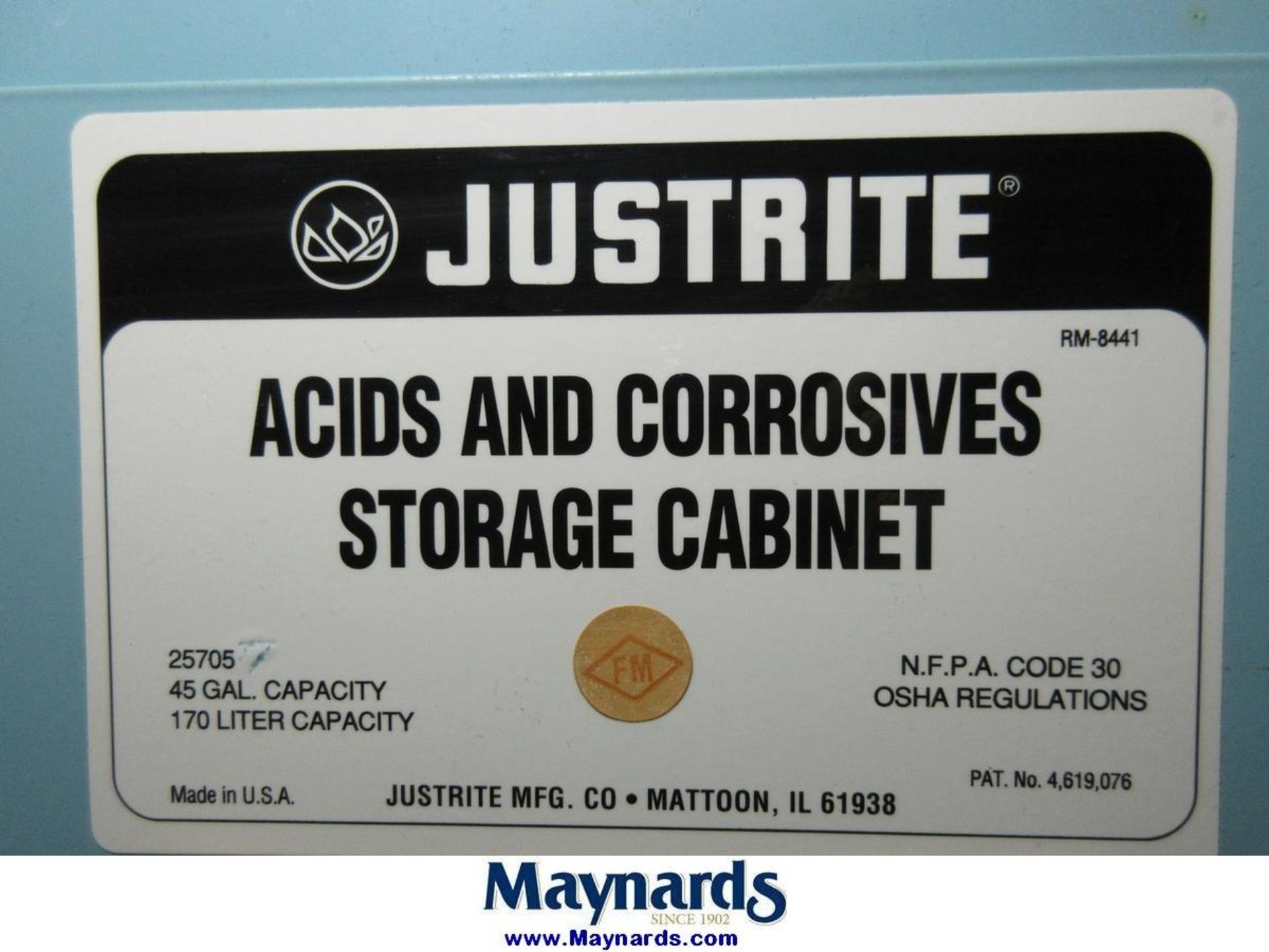 Justrite MFG. Co 25705 Acid and Corrosives Storage Cabinet - Image 3 of 3