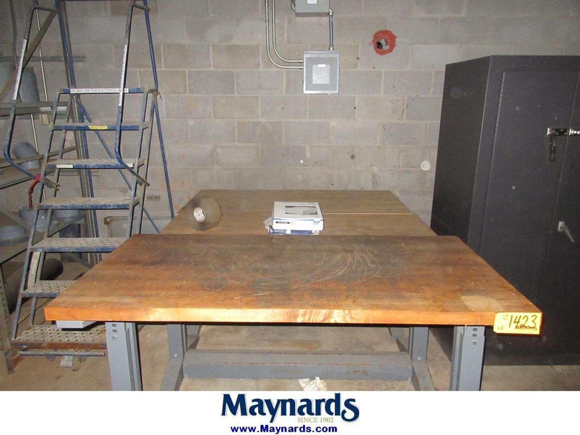 (3) 60"x30" Butcher Block Top Workbenches - Image 3 of 4