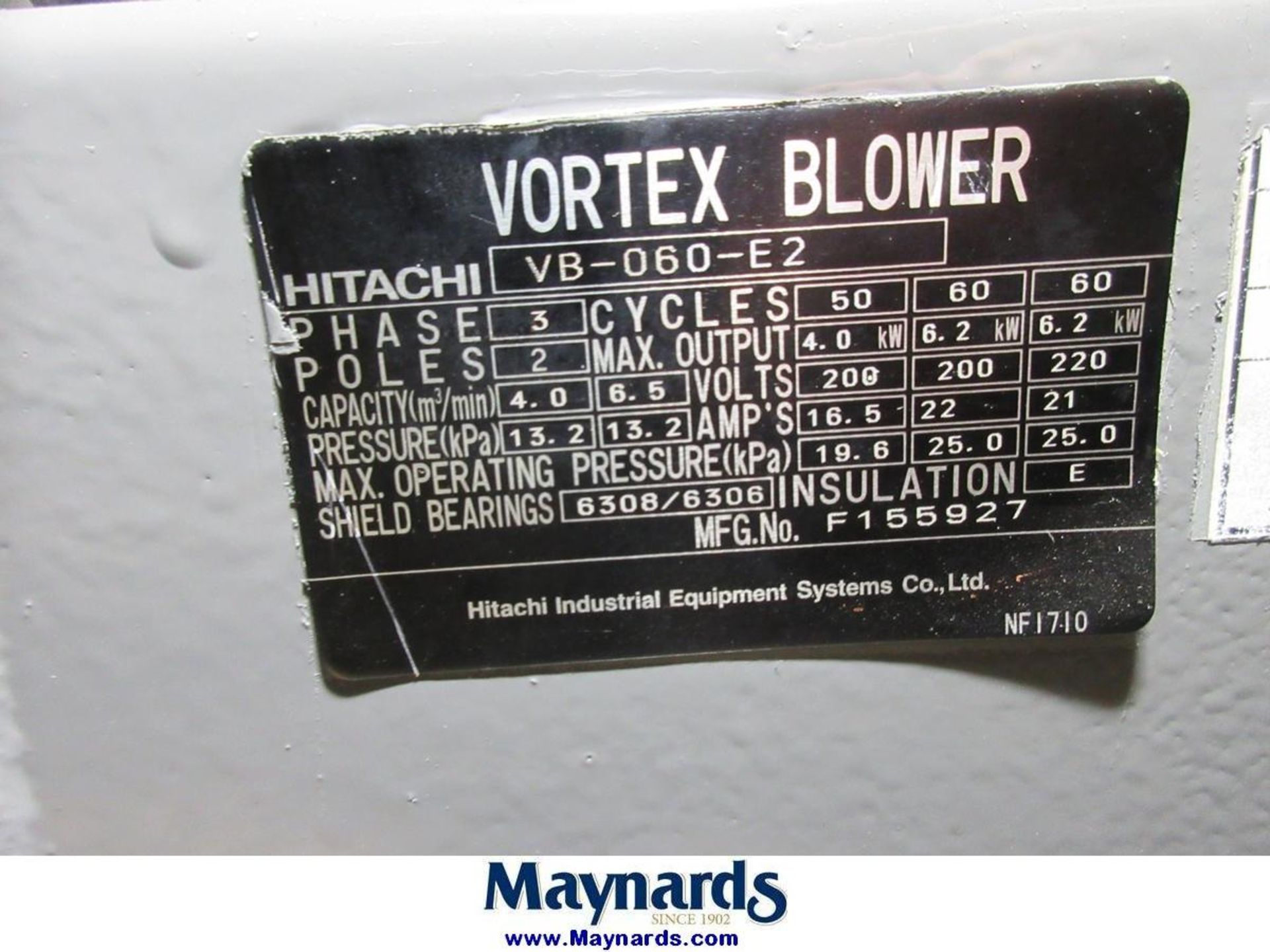 Hitachi VB-060-E2 (2) 6.2-kW Vortex Blowers - Image 5 of 5